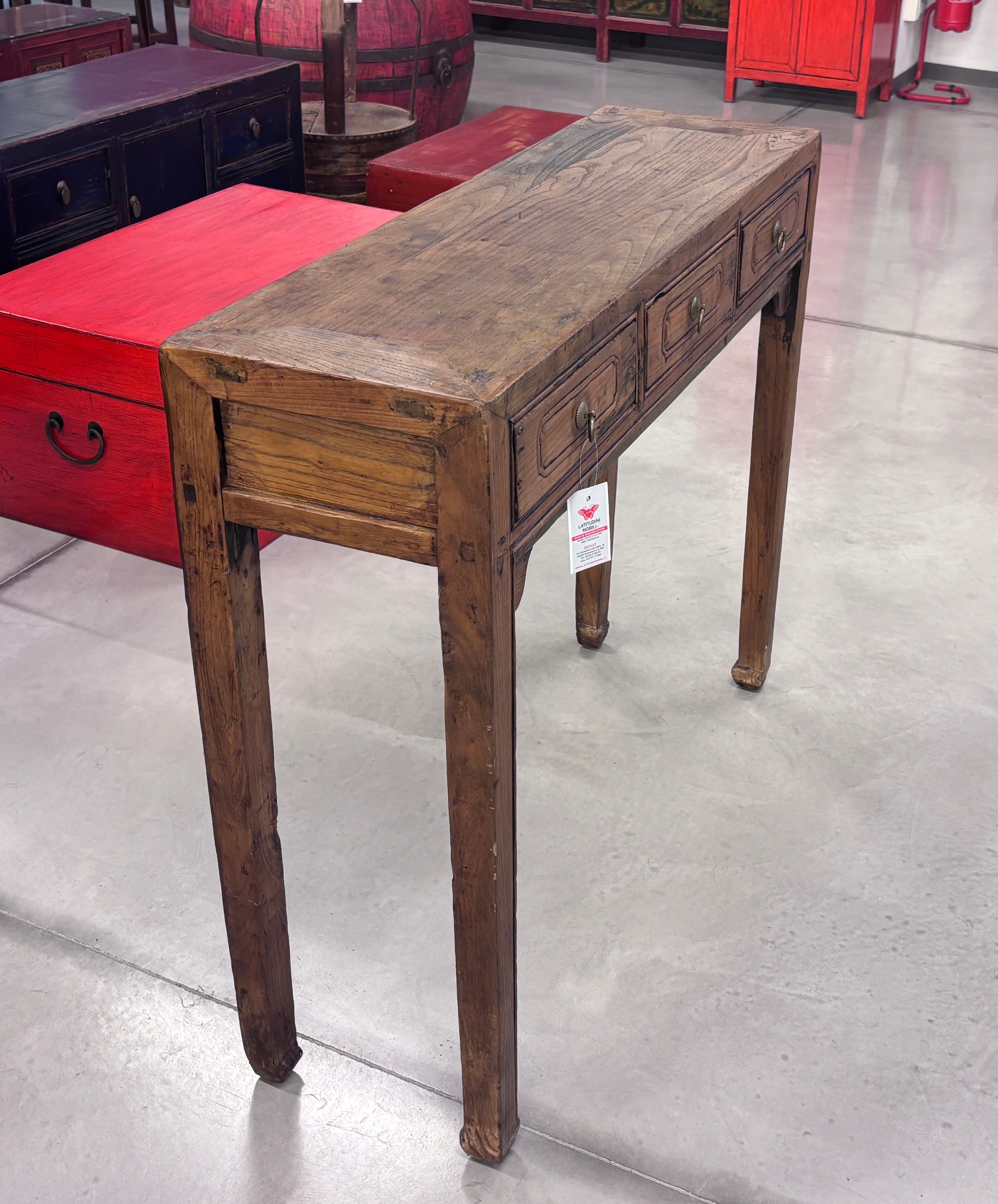 STRETTA CONSOLLE CON CASSETTI OLMO CINESE