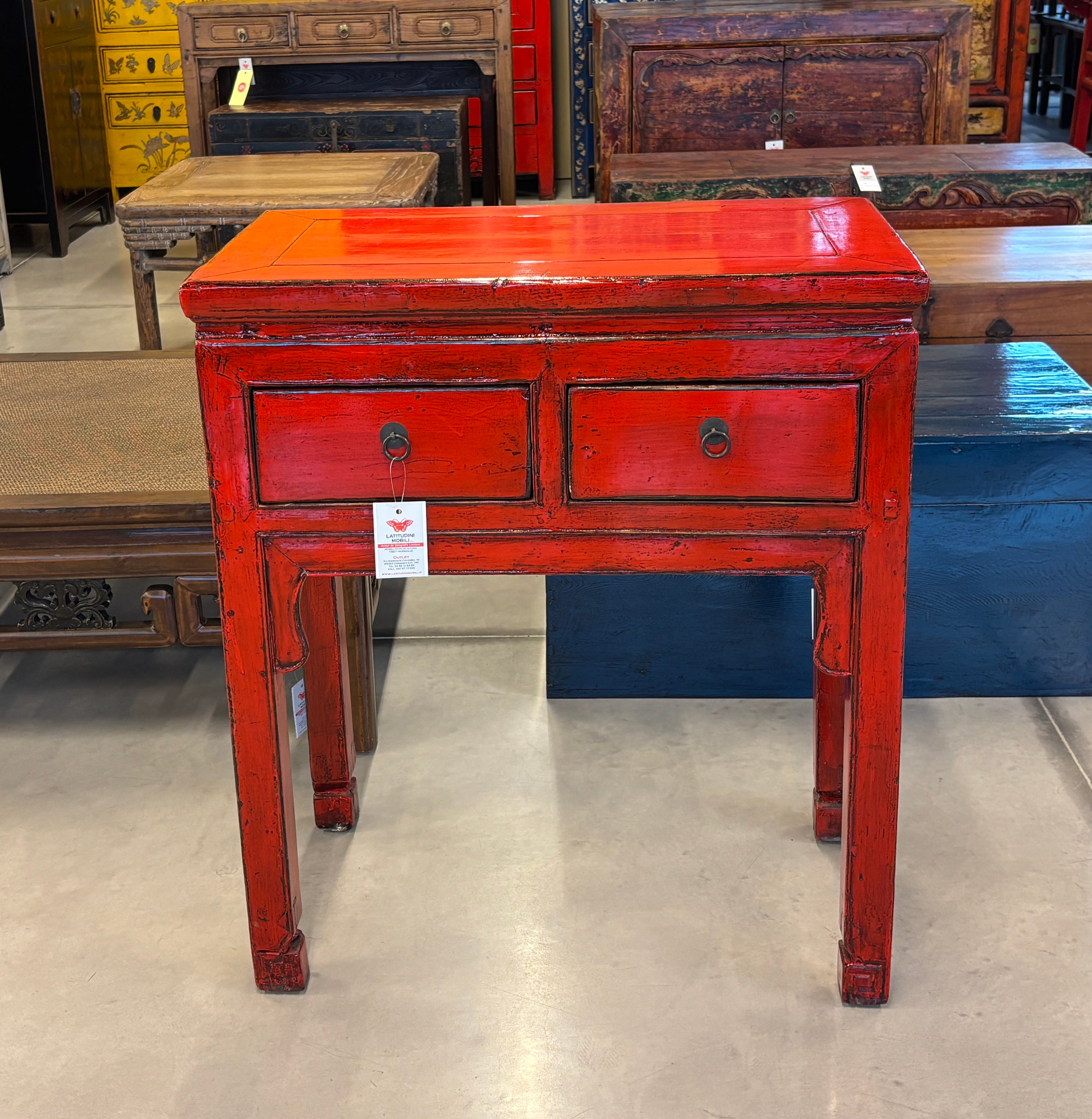 TAVOLO CONSOLLE CINESE LACCA ROSSA