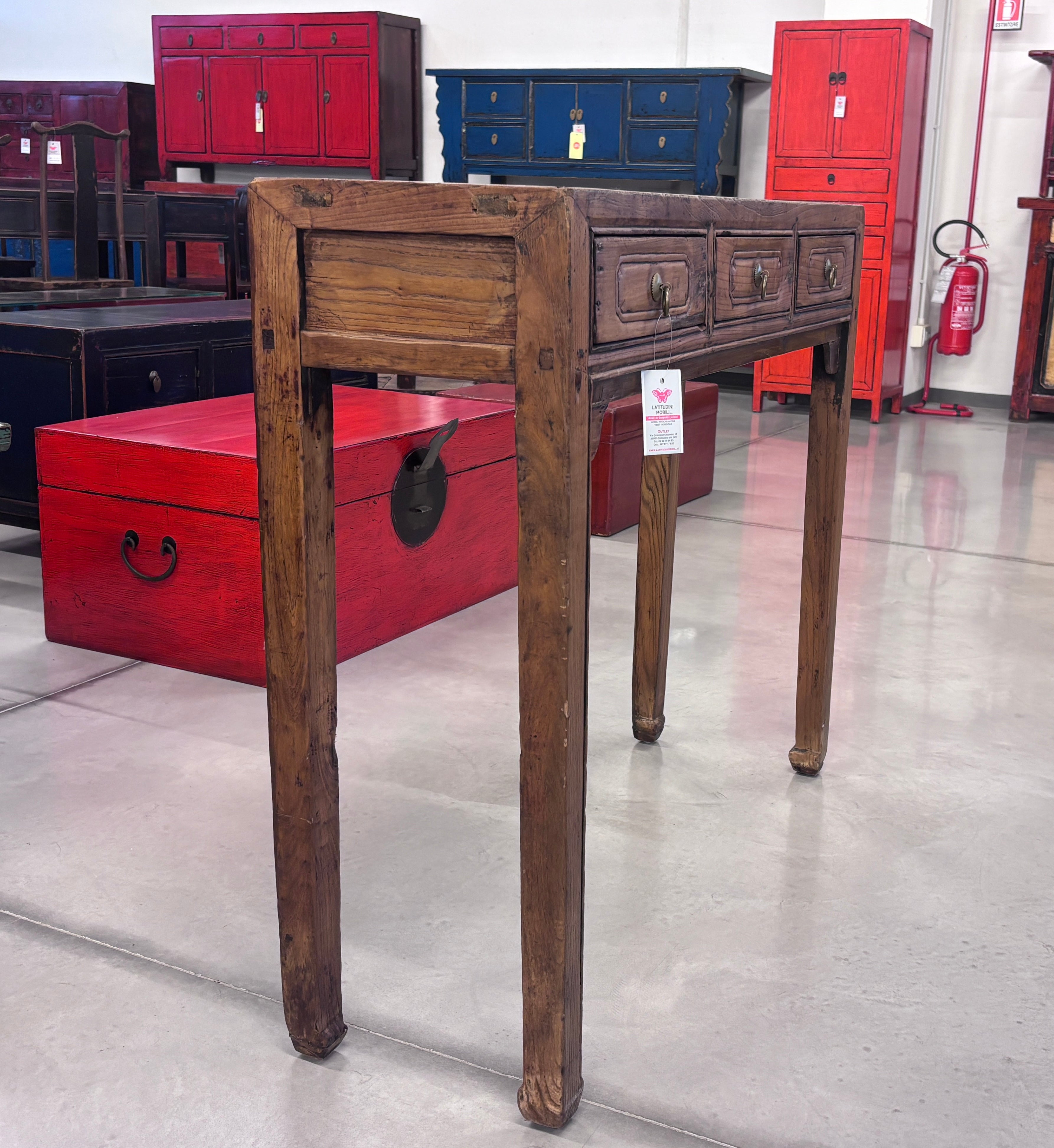 STRETTA CONSOLLE CON CASSETTI OLMO CINESE