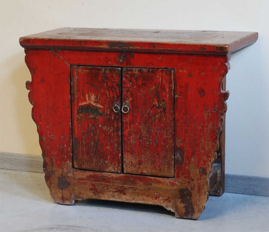 CREDENZINO AD ALTARE CINESE LACCA ROSSA