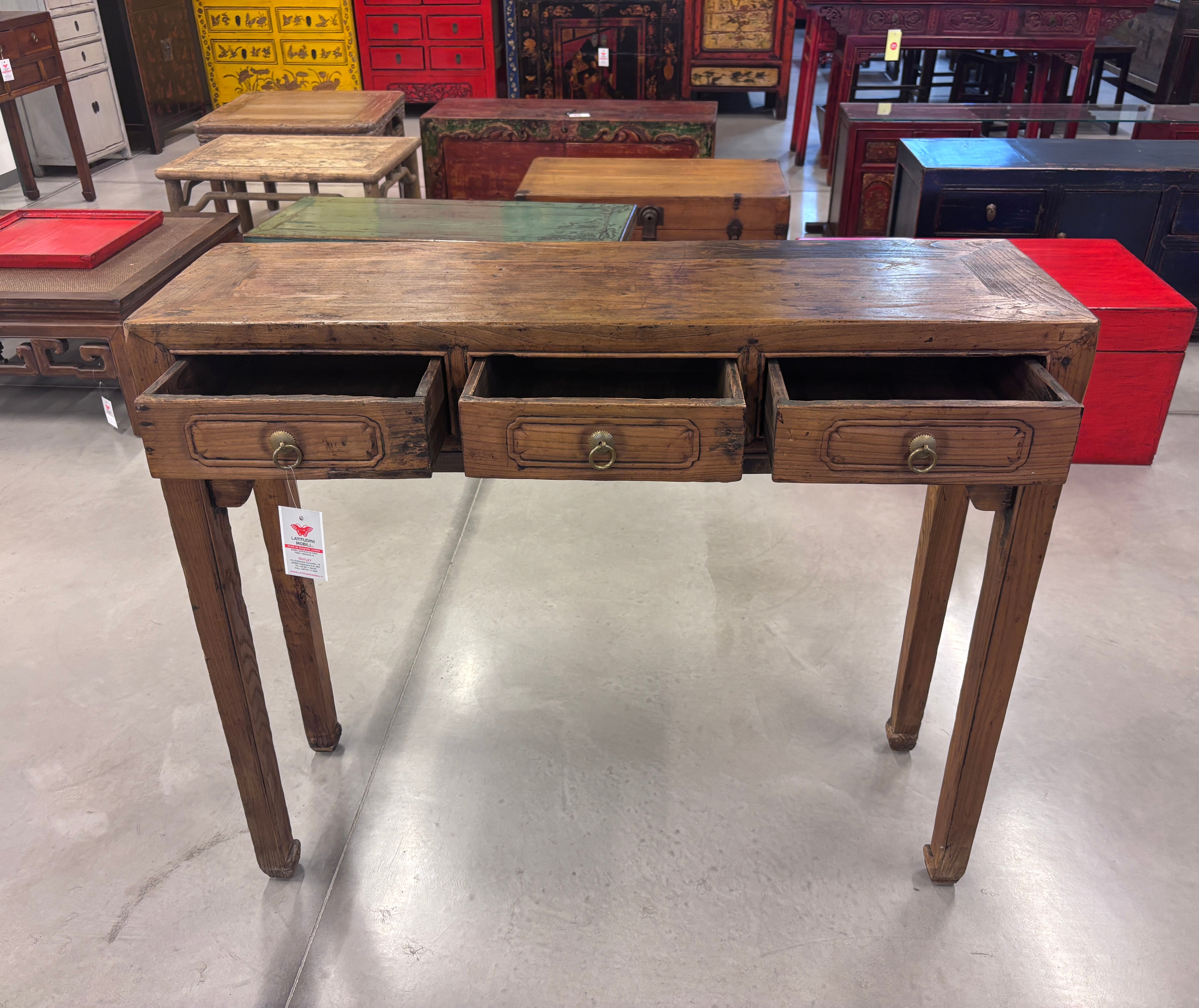 STRETTA CONSOLLE CON CASSETTI OLMO CINESE