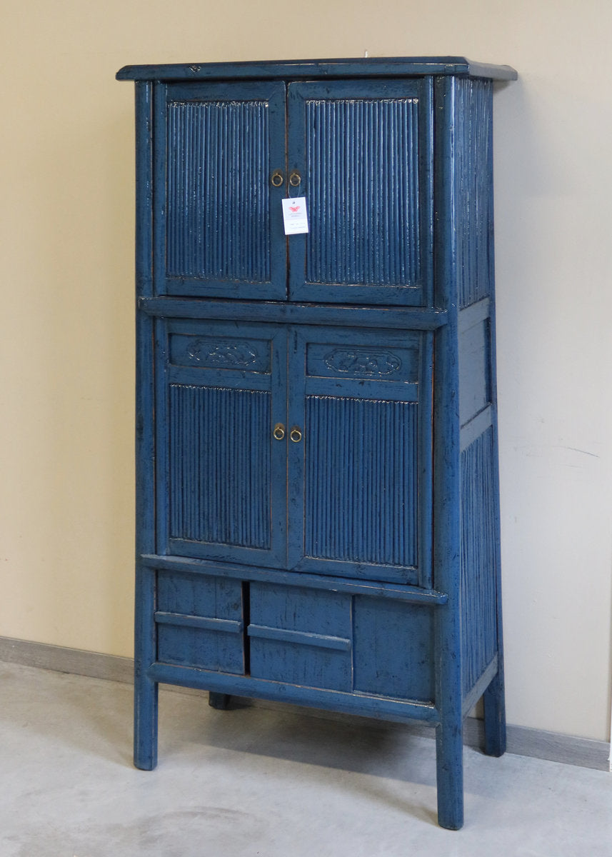 ARMADIO A TRAPEZIO IN BAMBU' LACCA BLU