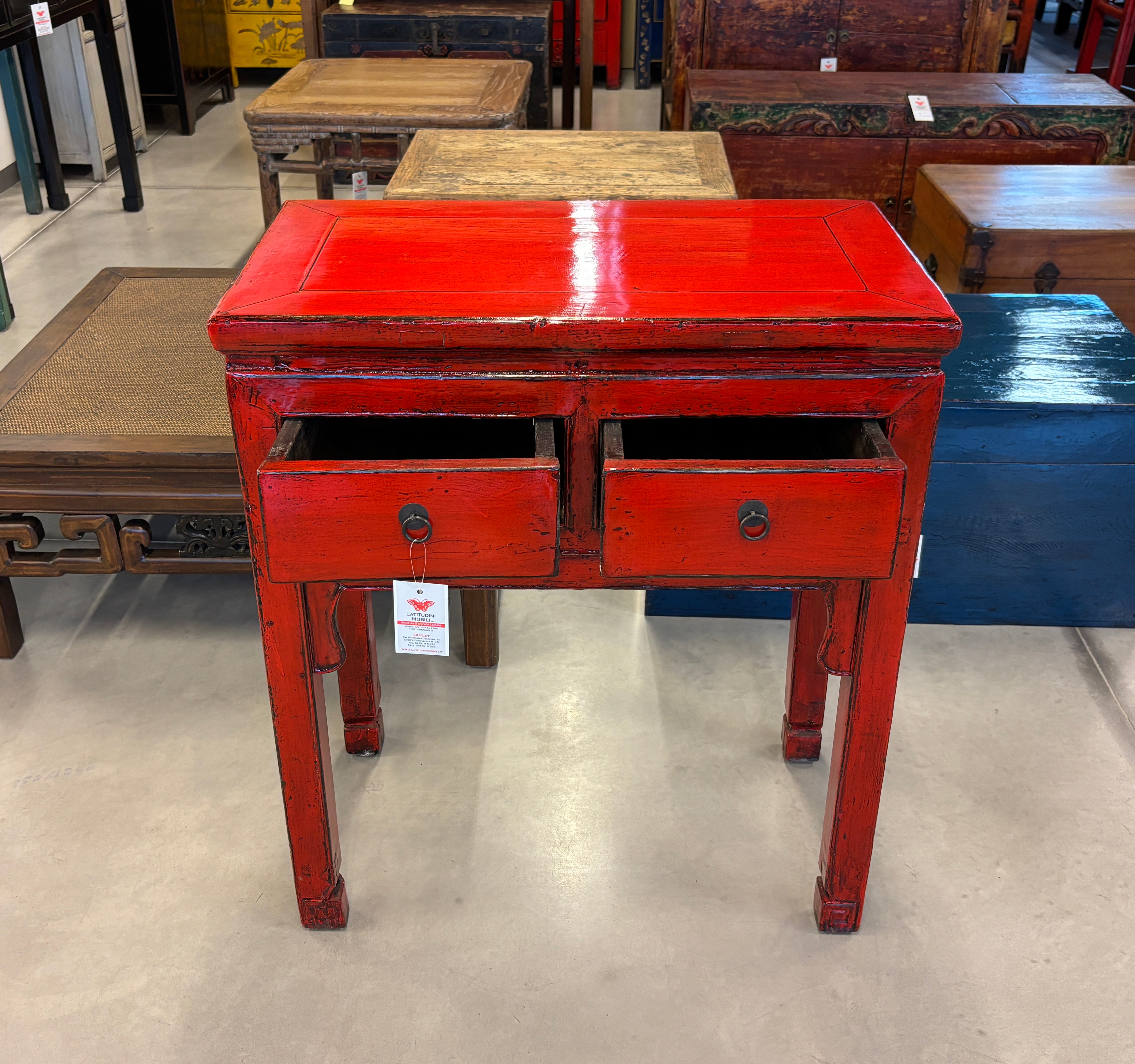 TAVOLO CONSOLLE CINESE LACCA ROSSA