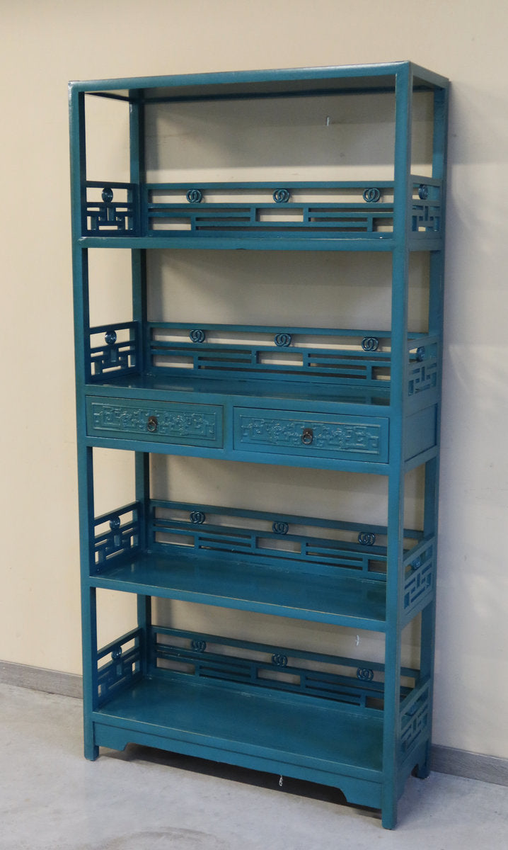 LIBRERIA CINESE LACCATA 2C CON INTAGLI