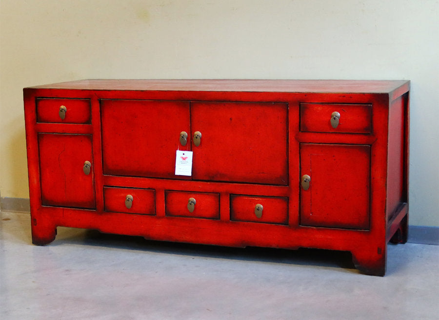 MOBILE PORTA-TV ETNICO IN LACCA ROSSA