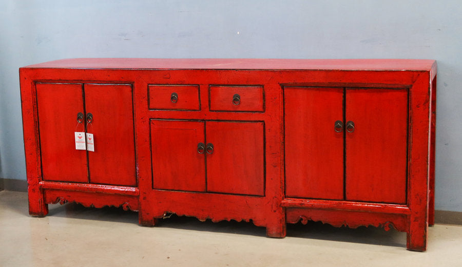 BASSA CREDENZA CINESE LACCA ROSSA