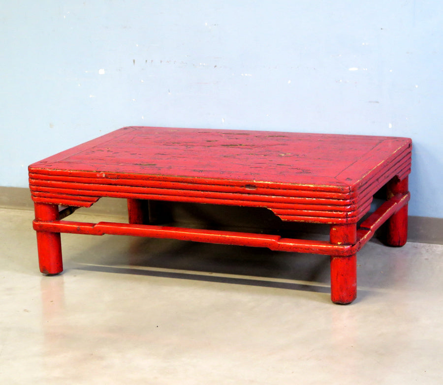 TAVOLINO CINESE LACCA ROSSA BORDO LISTELLATO