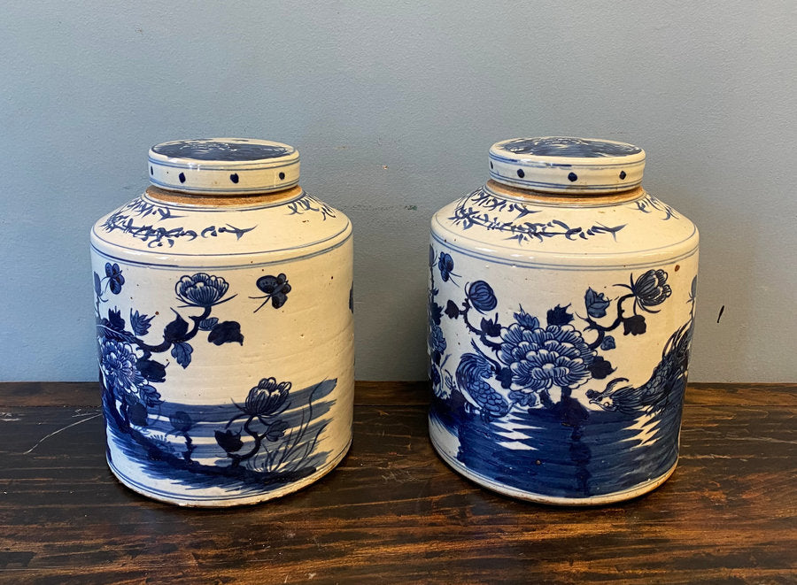 VASO CINESE CILINDRICO IN CERAMICA DECORATA