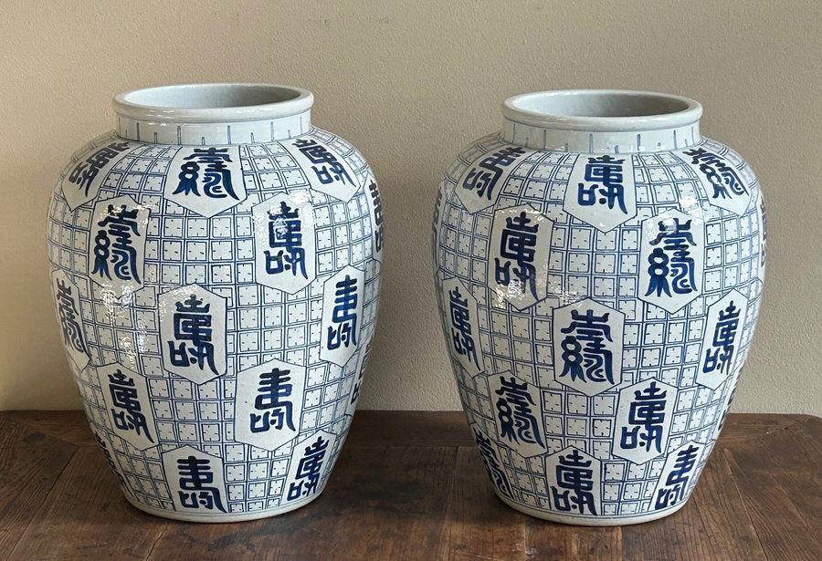 VASO CINESE CERAMICA DEC CON IDEOGRAMMI