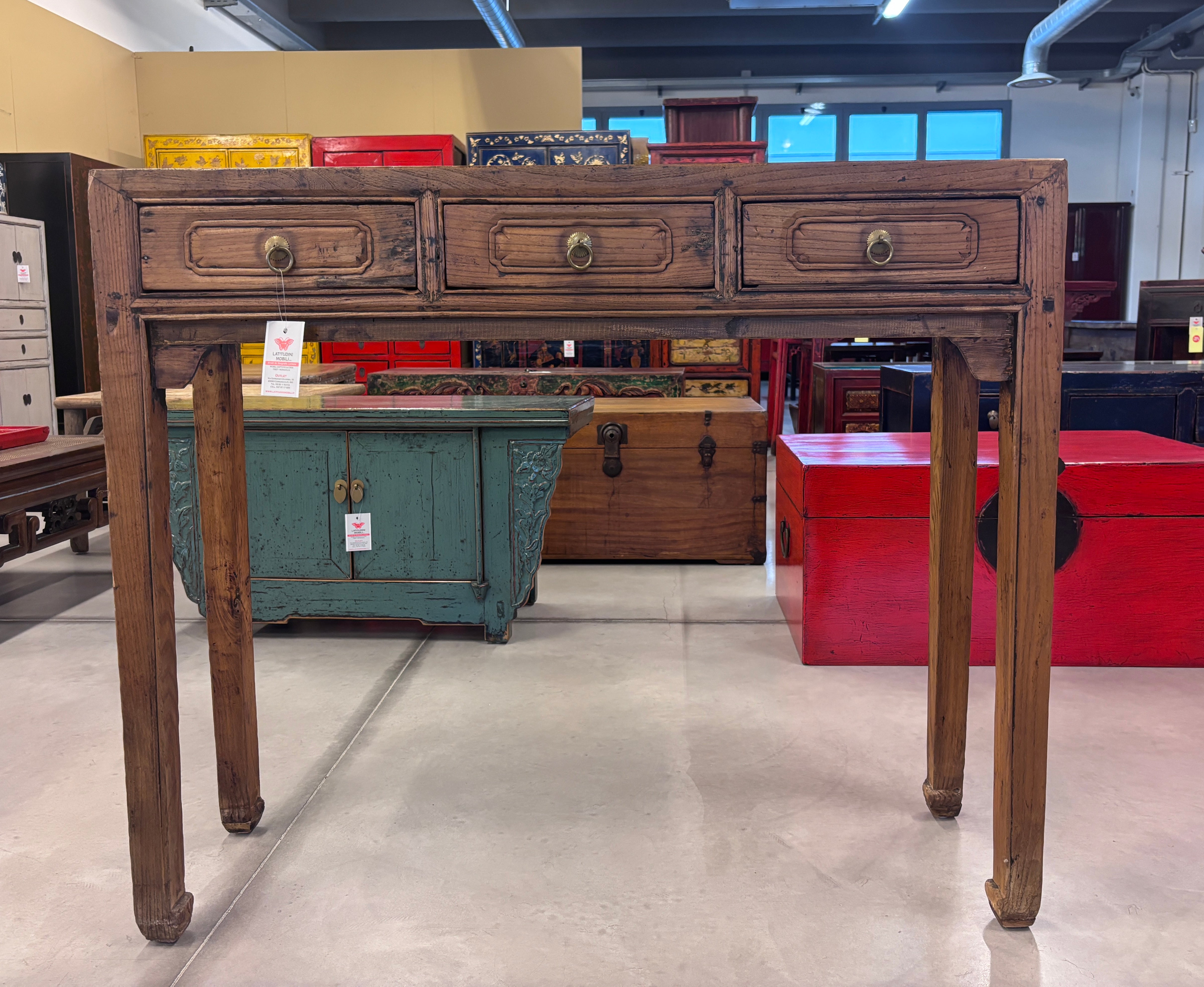 STRETTA CONSOLLE CON CASSETTI OLMO CINESE