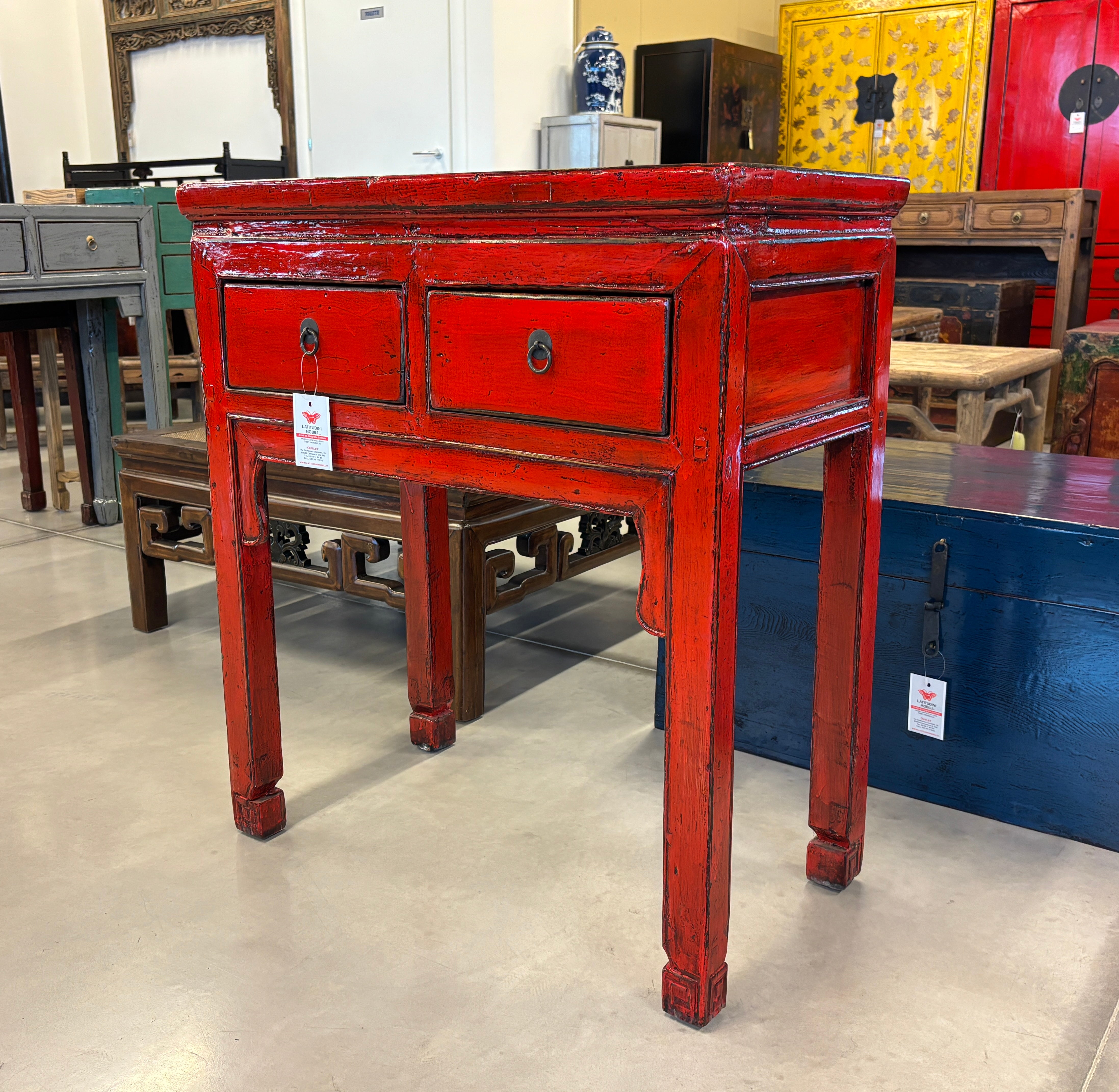 TAVOLO CONSOLLE CINESE LACCA ROSSA