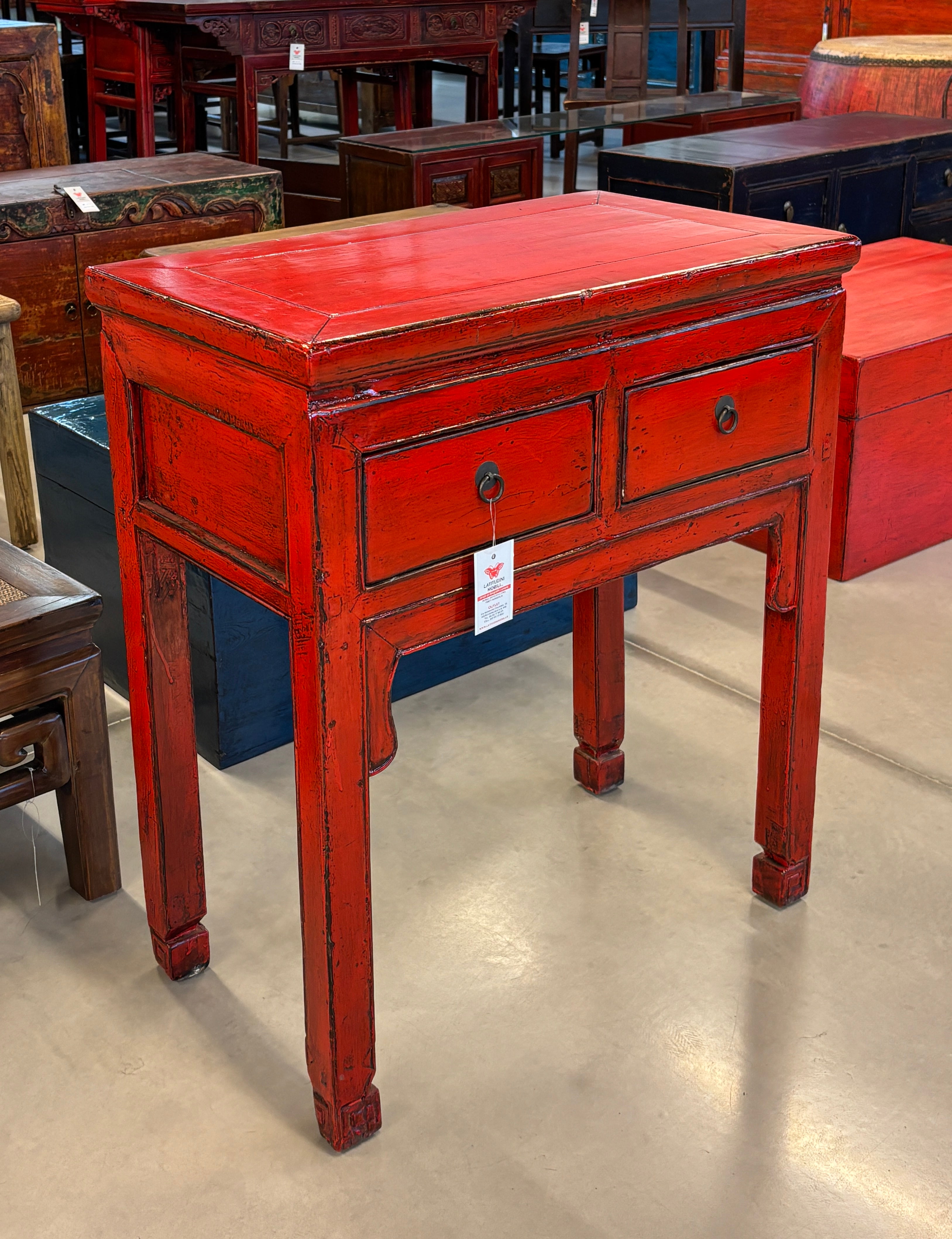 TAVOLO CONSOLLE CINESE LACCA ROSSA