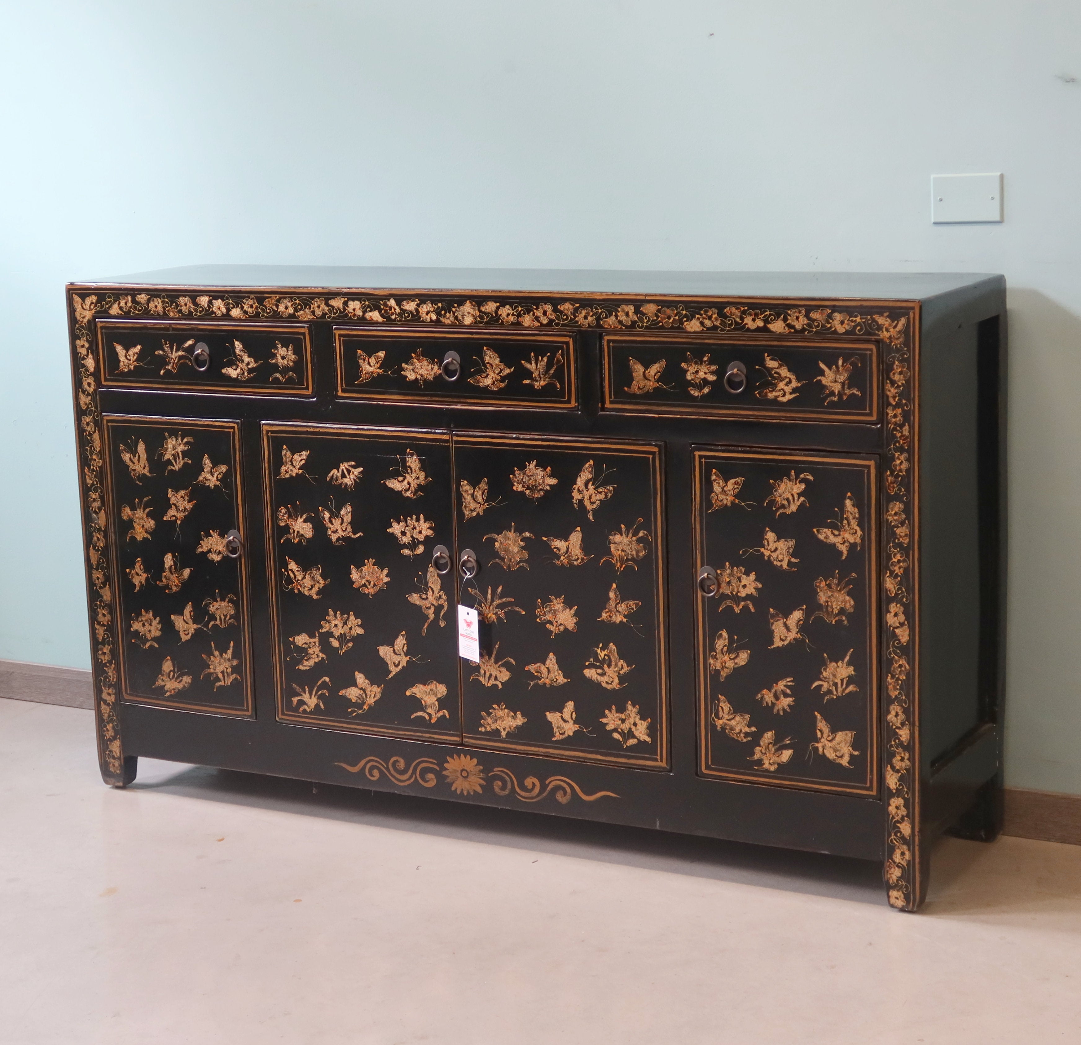 BUFFET SHANXI LACCA NERA DECORATA