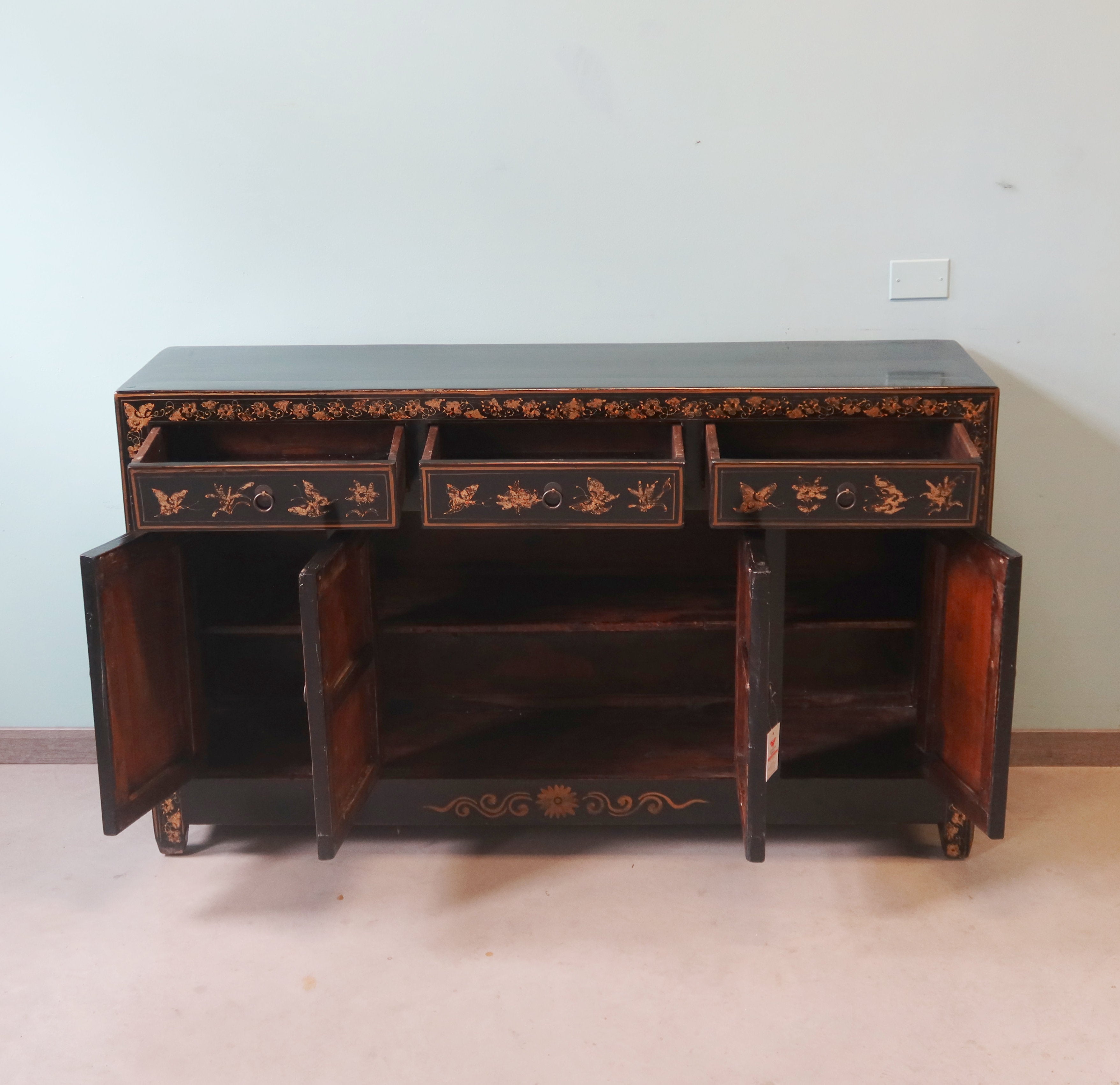 BUFFET SHANXI LACCA NERA DECORATA
