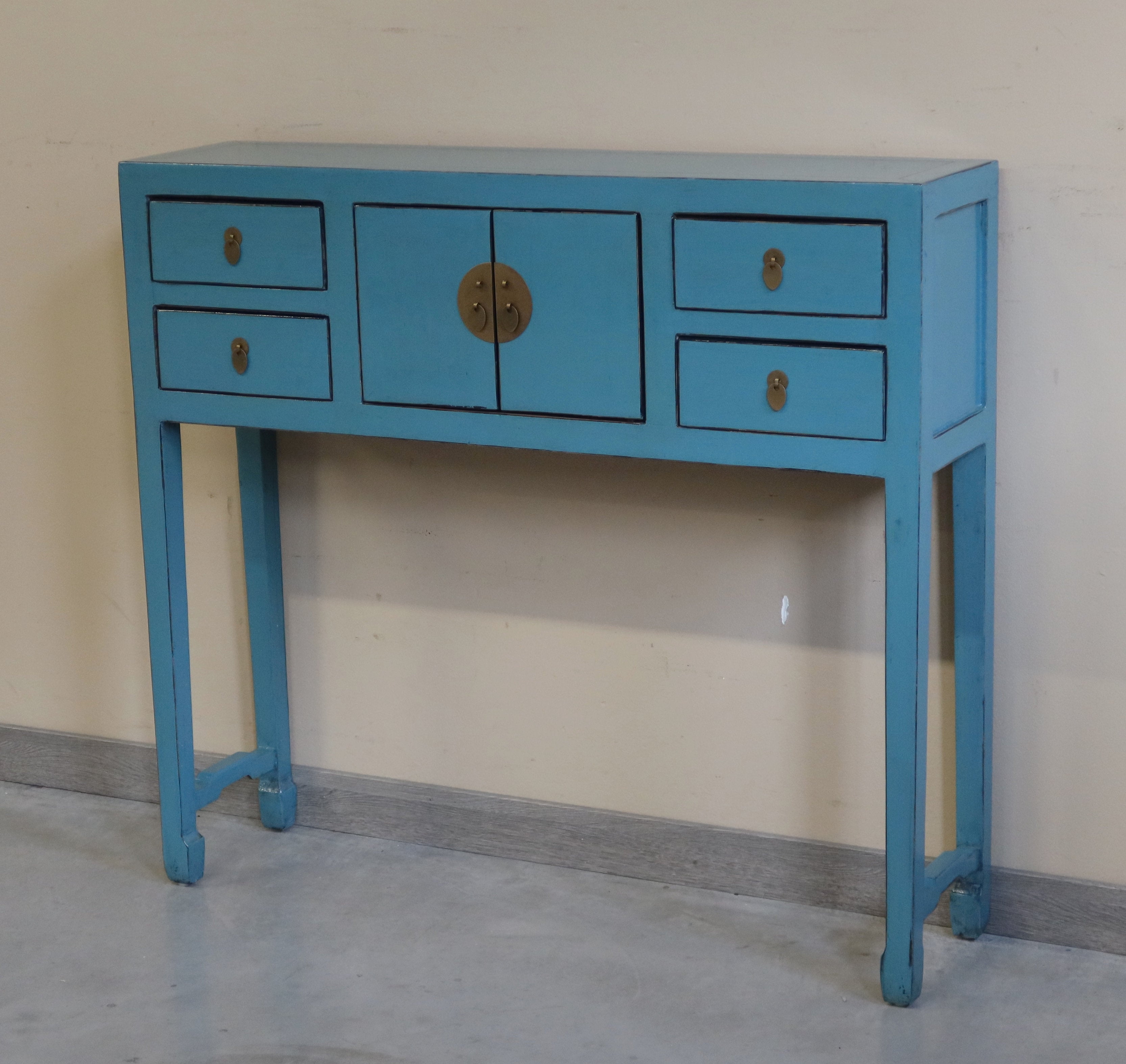 CONSOLLE CINESE LACCA AZZURRA