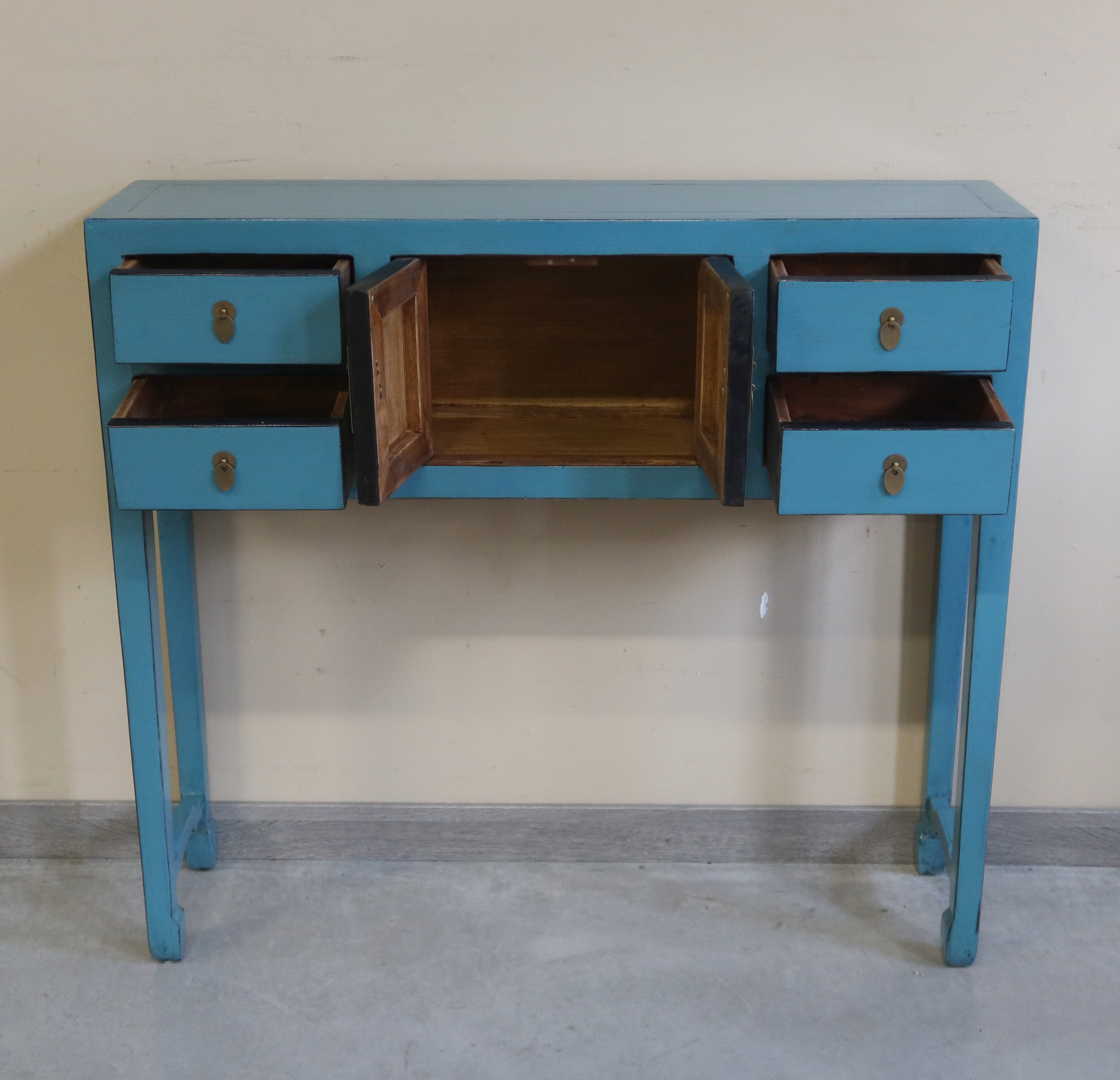 CONSOLLE CINESE LACCA AZZURRA