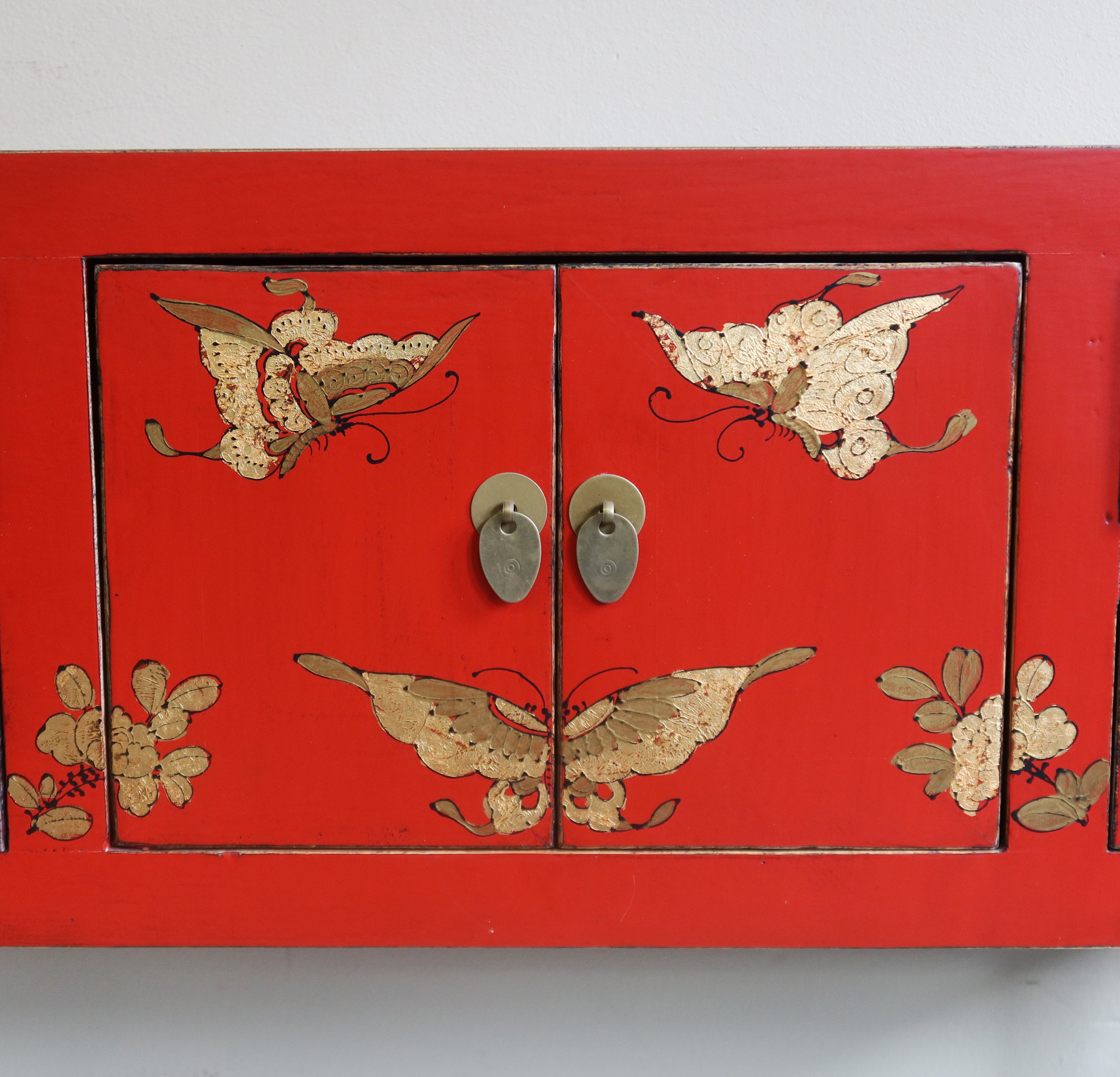 CONSOLLE SHANXI IN LACCA ROSSA DECORATA