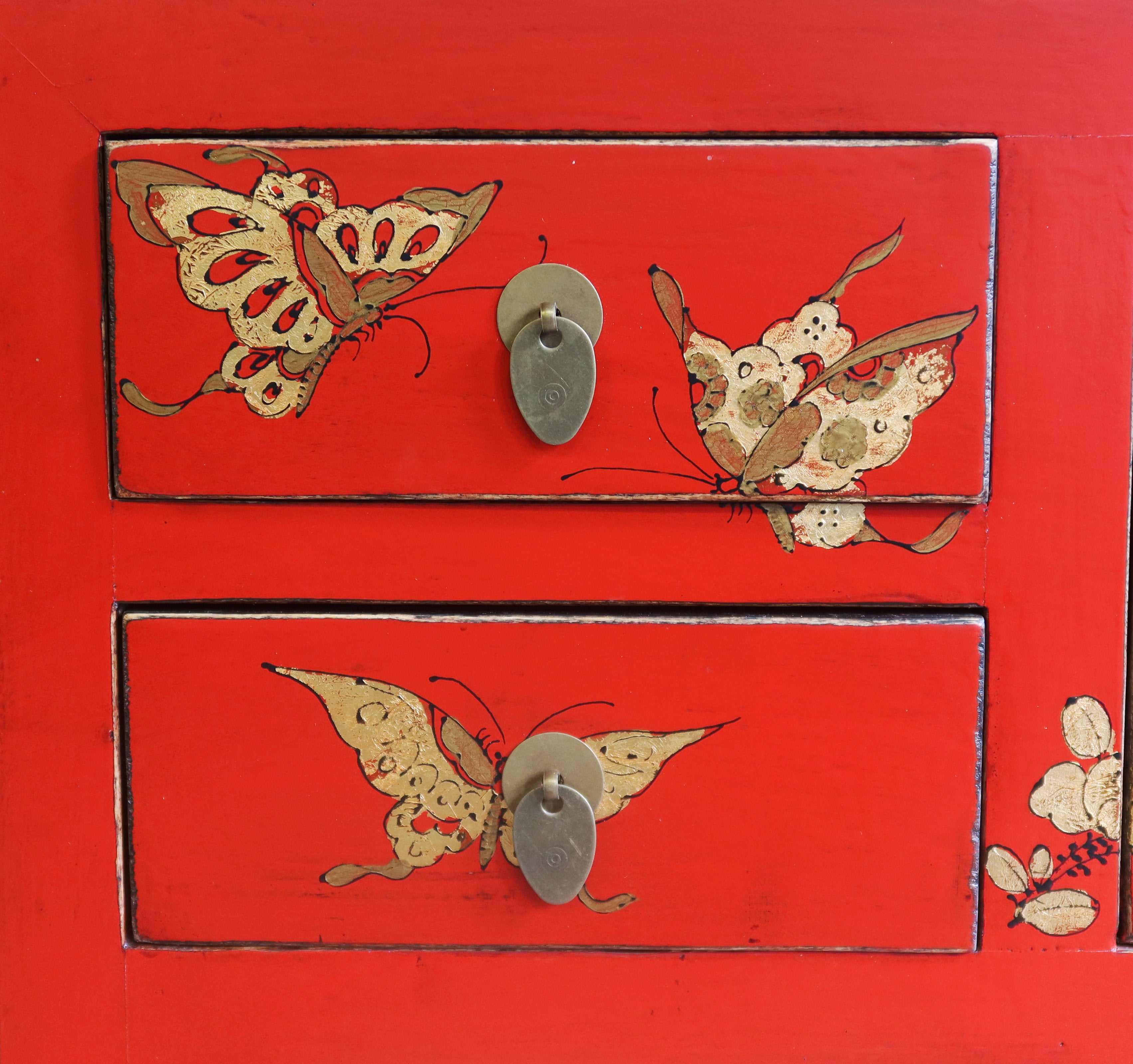 CONSOLLE SHANXI IN LACCA ROSSA DECORATA