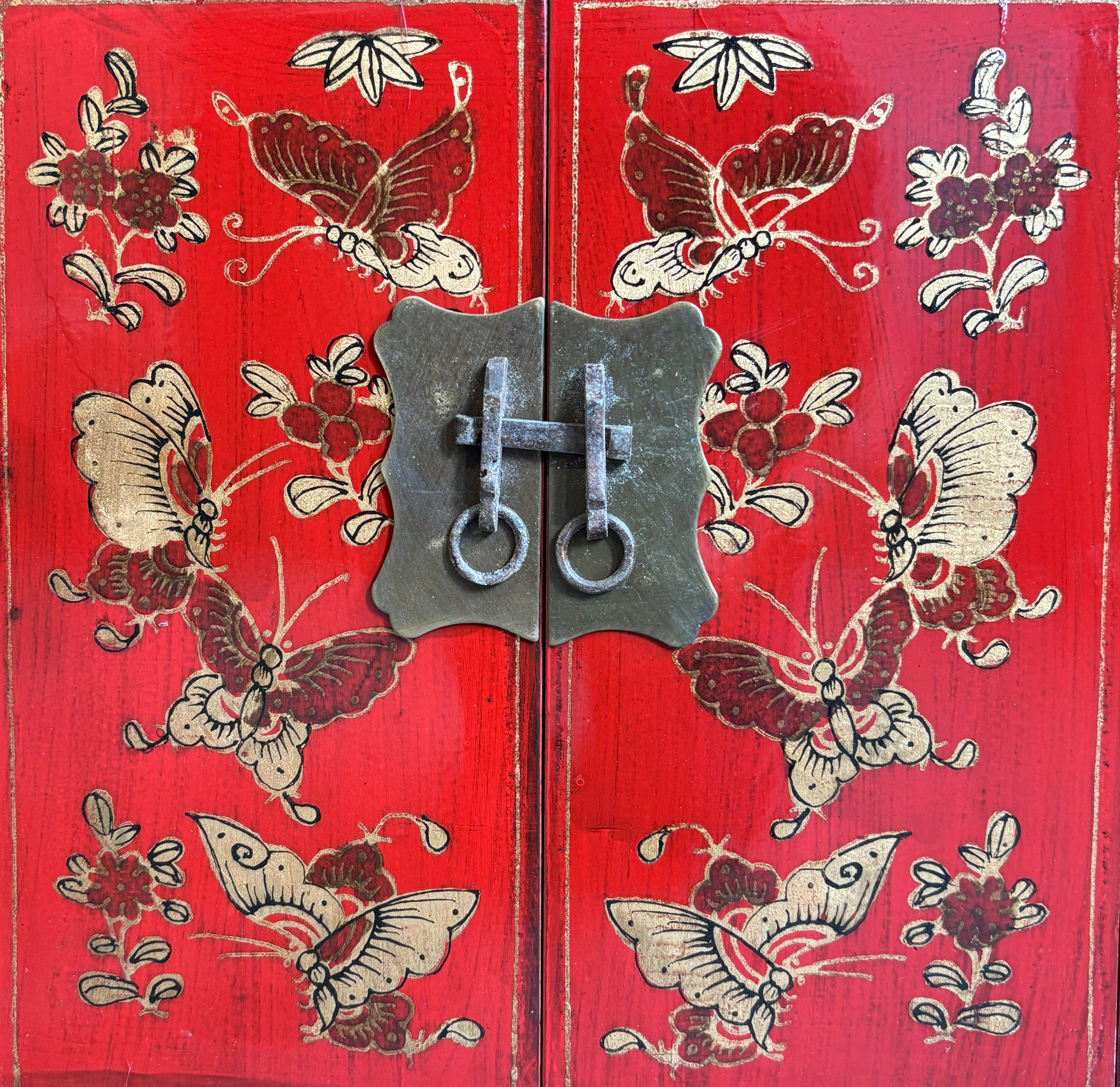 COMODINO SHANXI ROSSO DECORATO