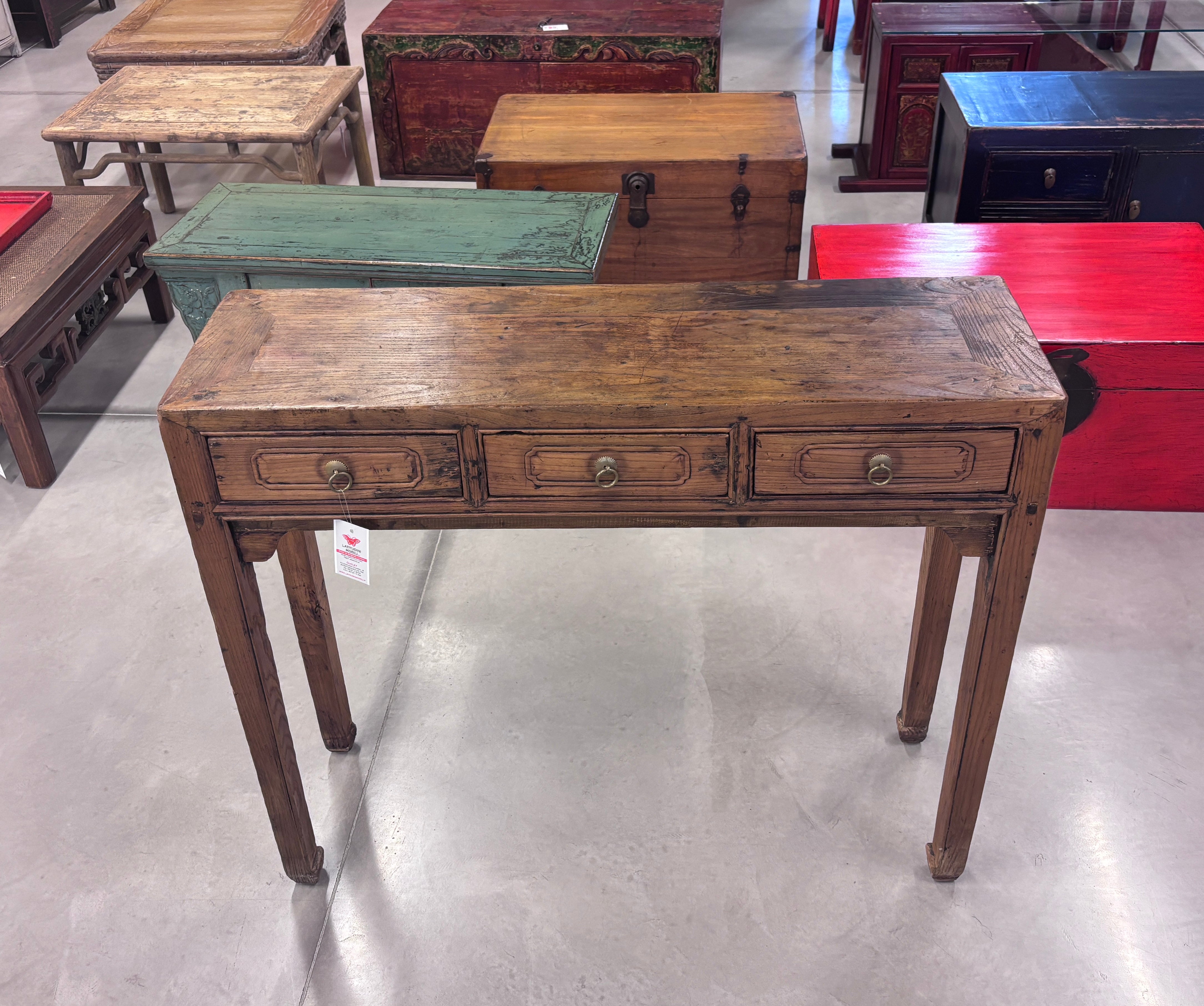 STRETTA CONSOLLE CON CASSETTI OLMO CINESE