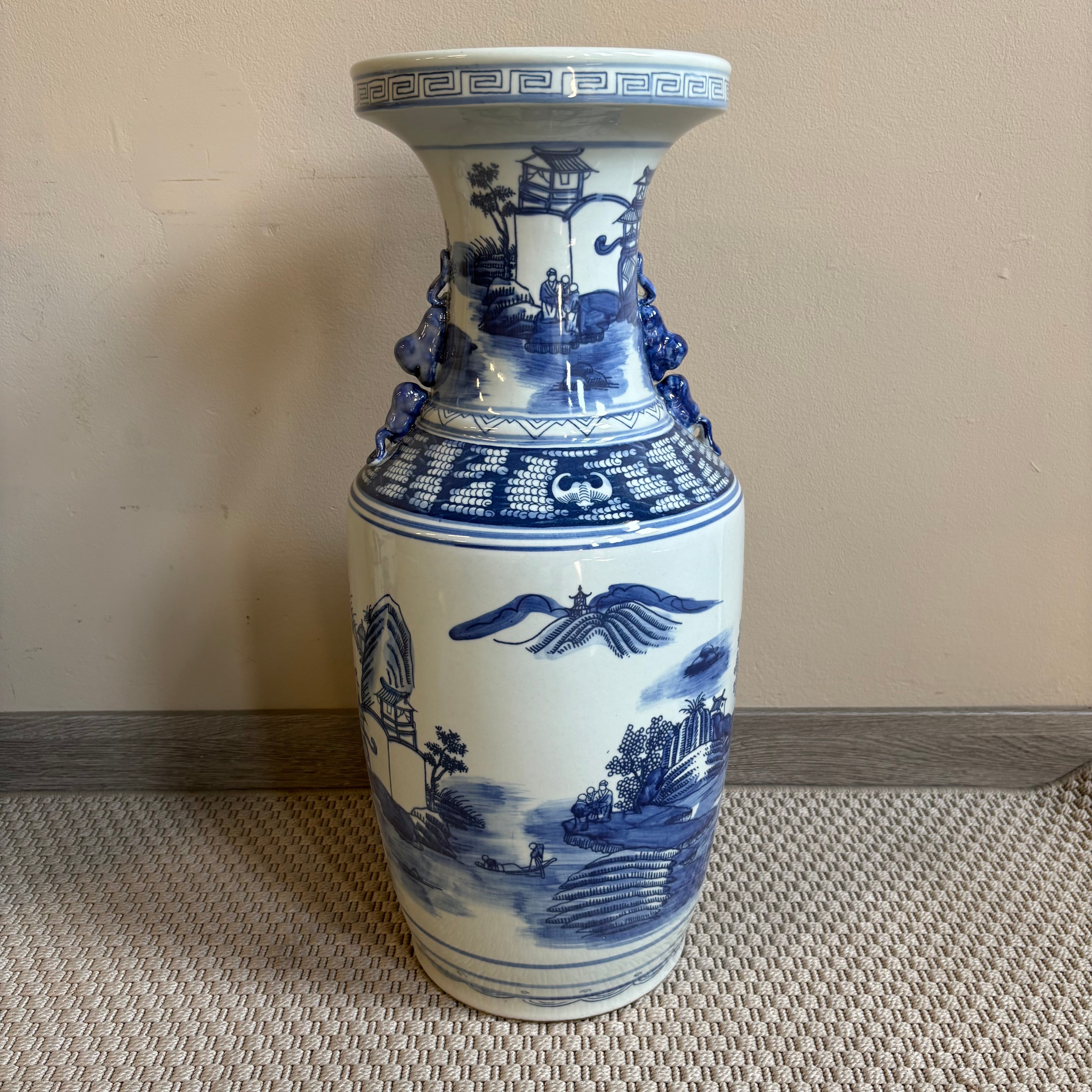 VASO CINESE AD ANFORA IN CERAMICA DECORATA