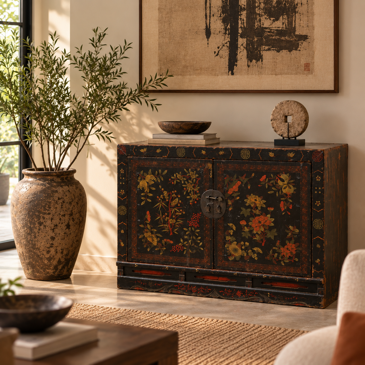 BOOKCASE SHANXI NERO DECORATO