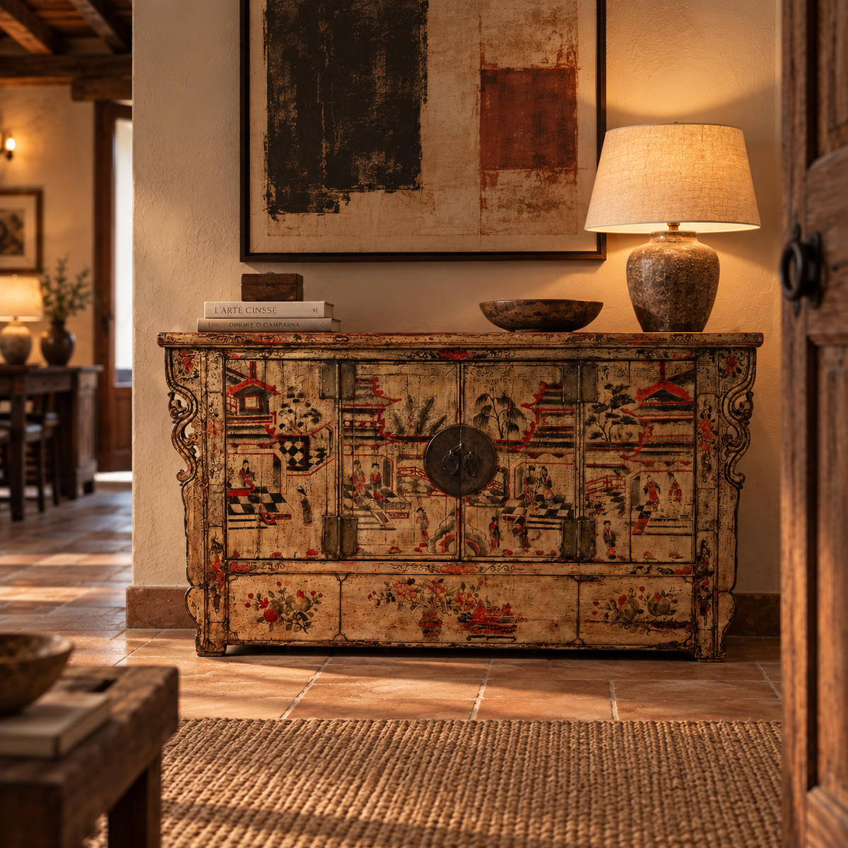 CREDENZA GANZU AD ALTARE ALI INTAGLIATE