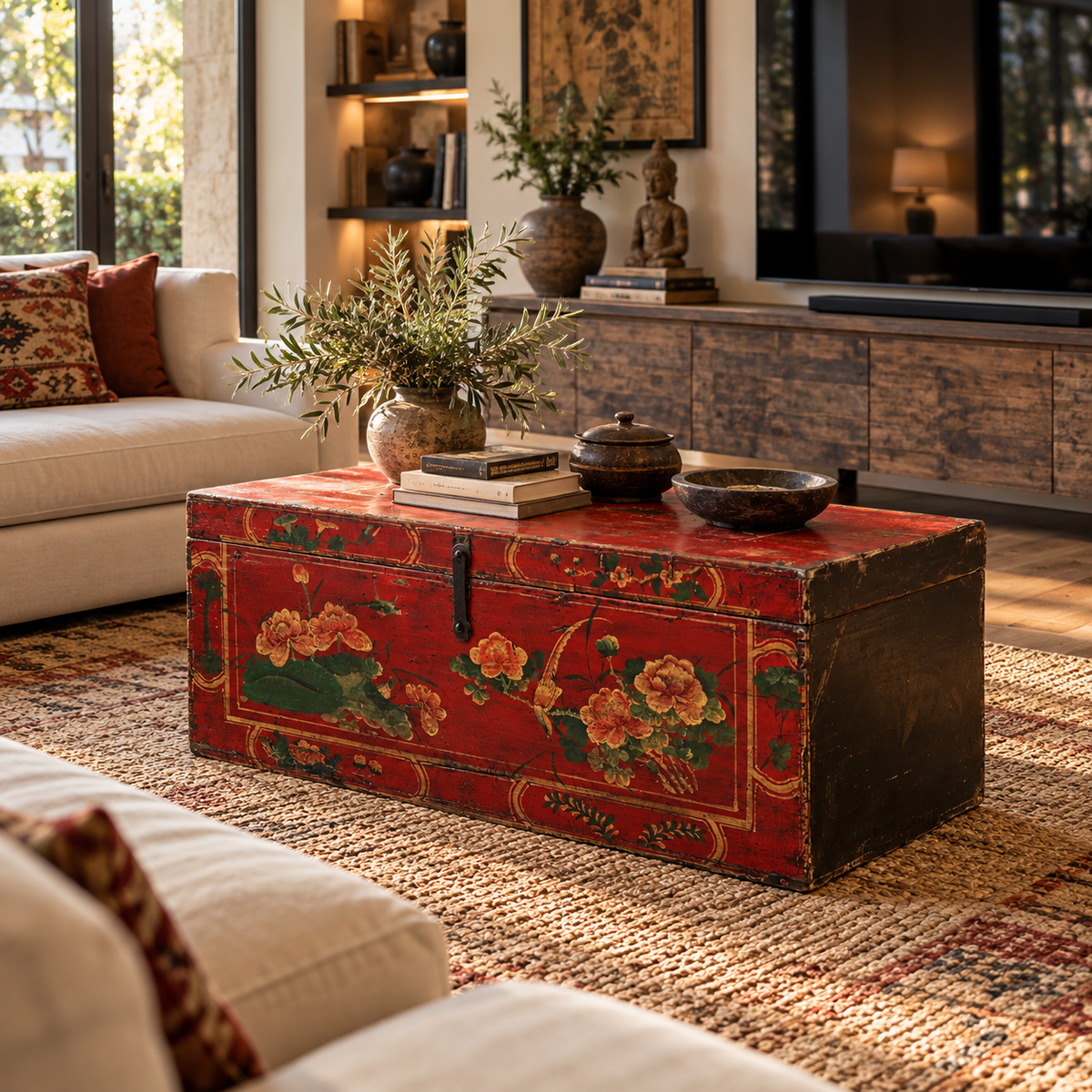 BAULE MONGOLIA DECORO FLOREALE