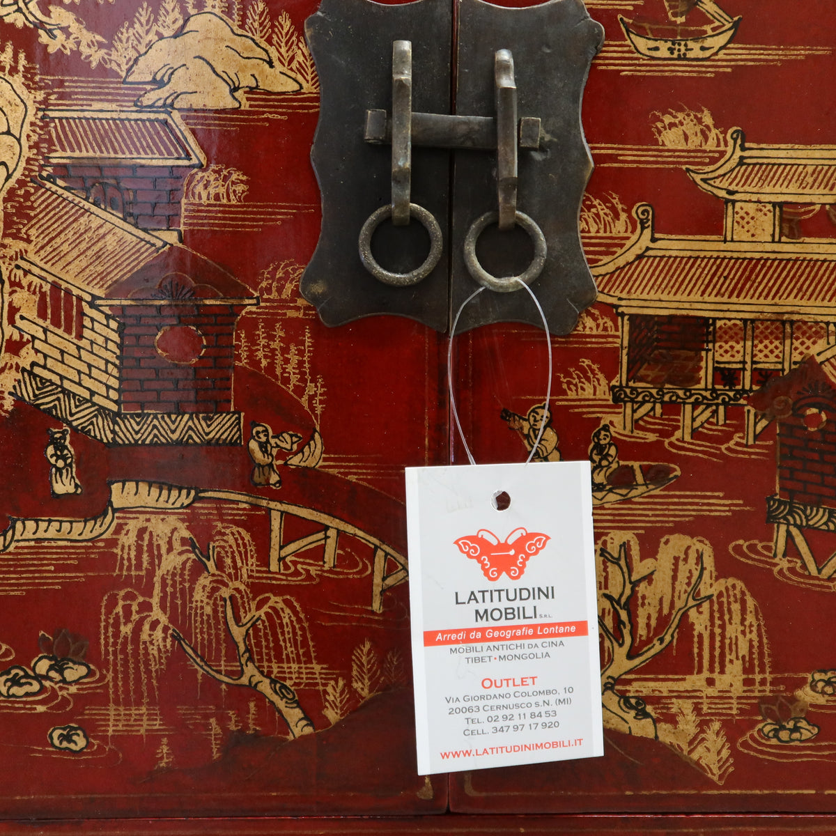 COMODINO SHANXI ROSSO DECORATO