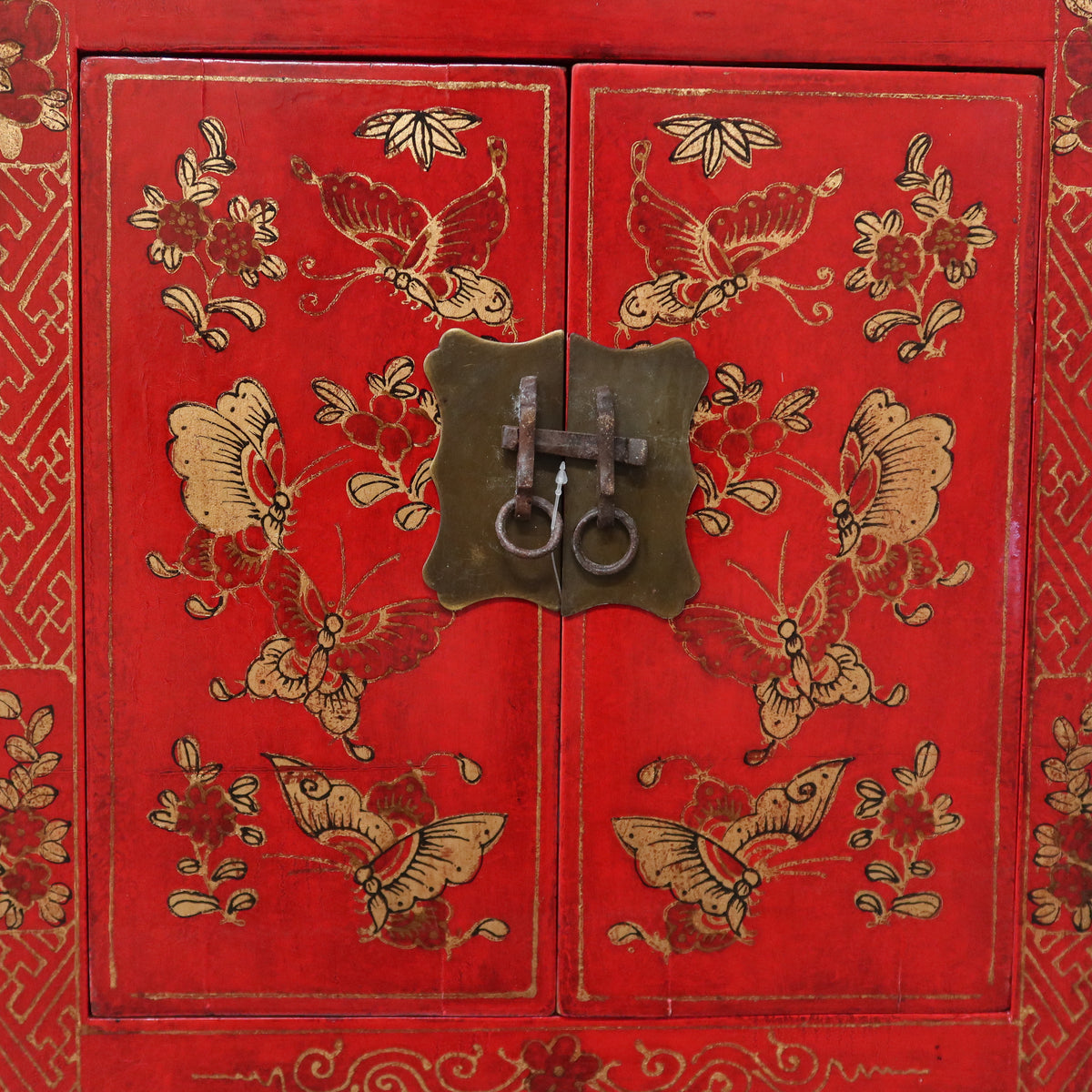 COMODINO SHANXI ROSSO DECORATO