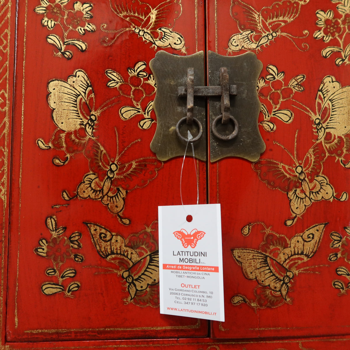 COMODINO SHANXI ROSSO DECORATO