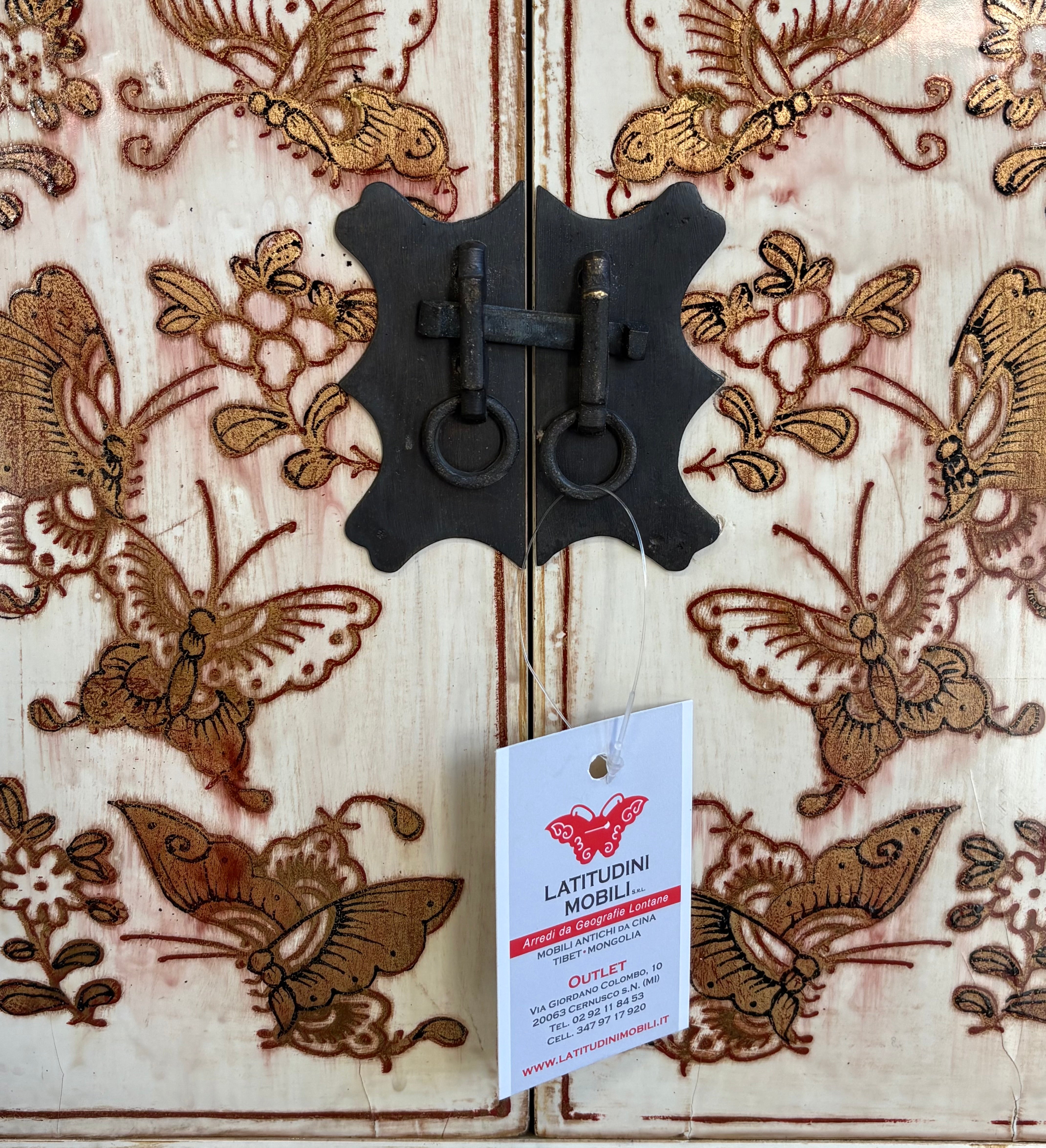 COMODINO SHANXI LACCA BIANCA DECORATA