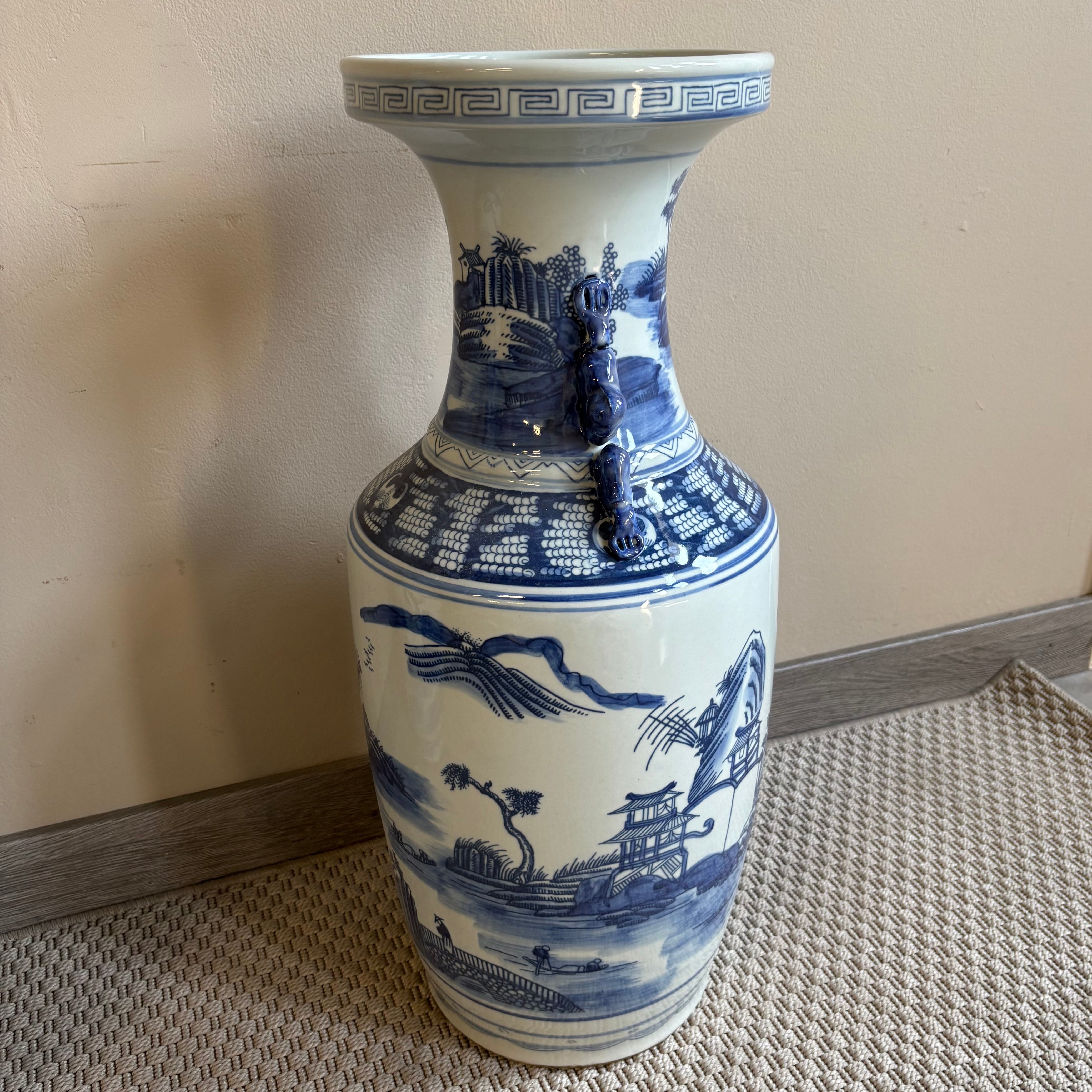 VASO CINESE AD ANFORA IN CERAMICA DECORATA