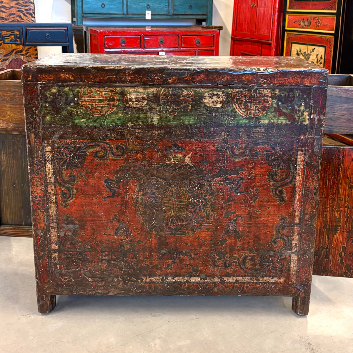 CREDENZA MONGOLIA APERTURA LATERALE FRONTE DECORATO