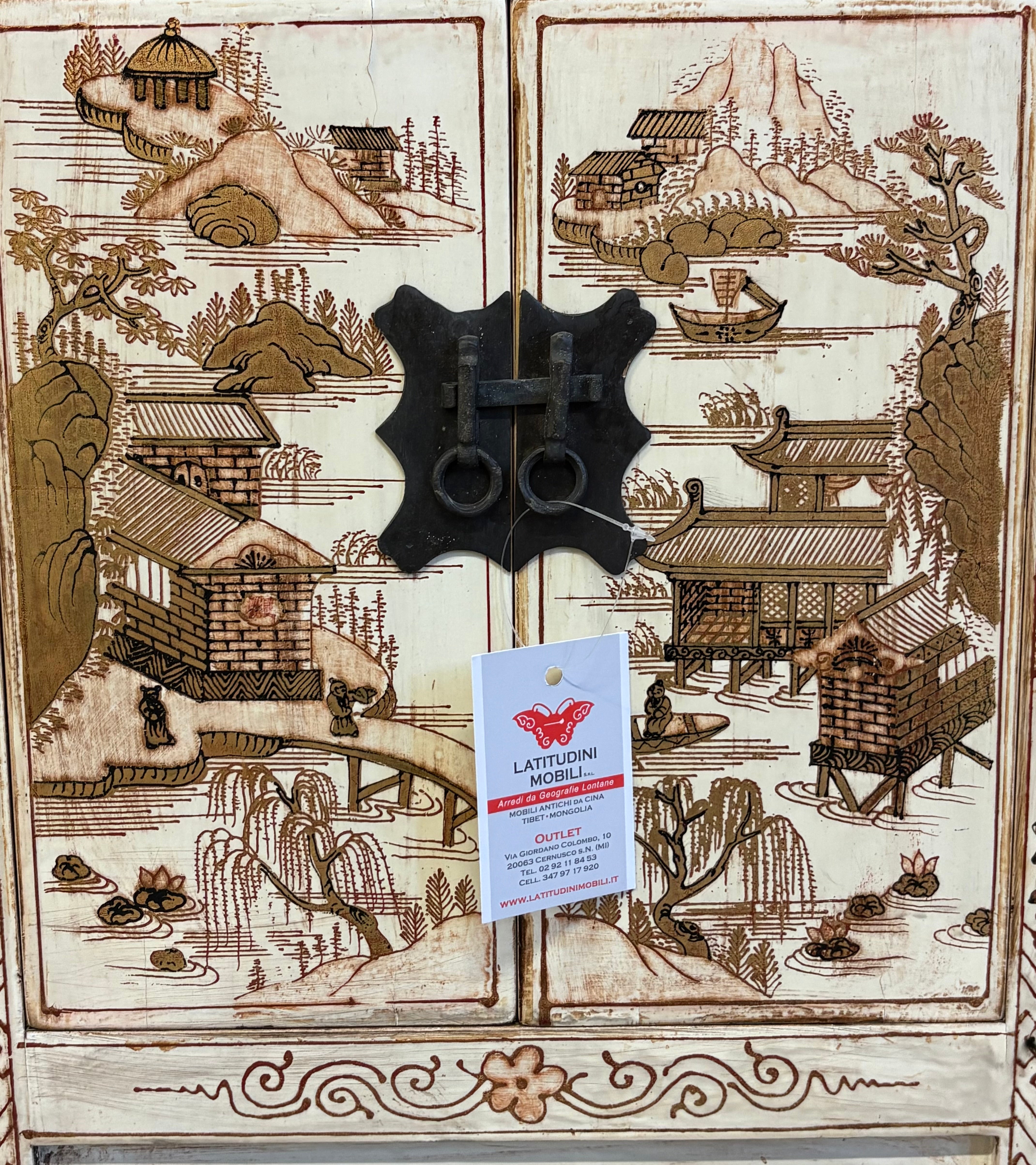 COMODINI CINESI SHANXI LACCA DECORATA