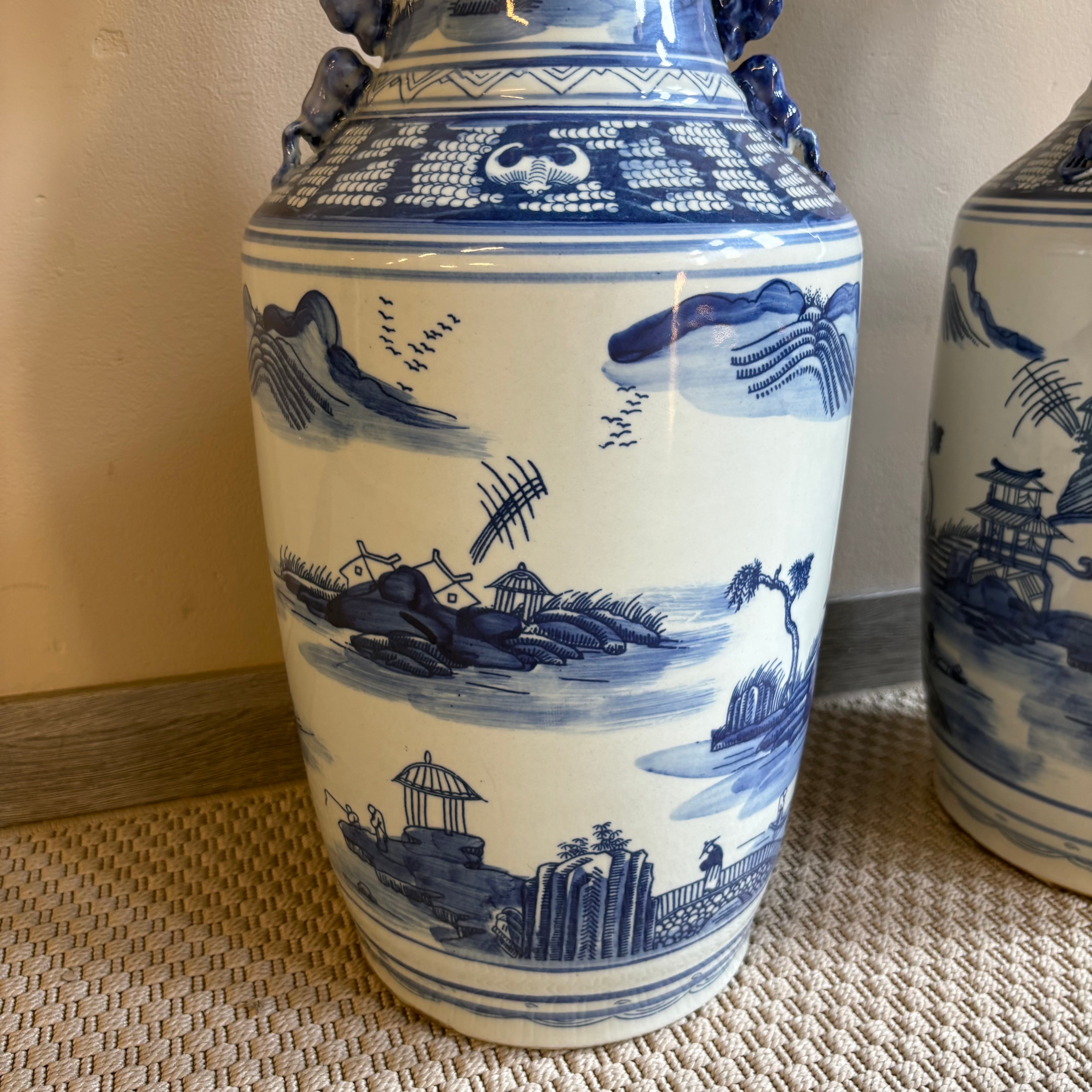 VASO CINESE AD ANFORA IN CERAMICA DECORATA