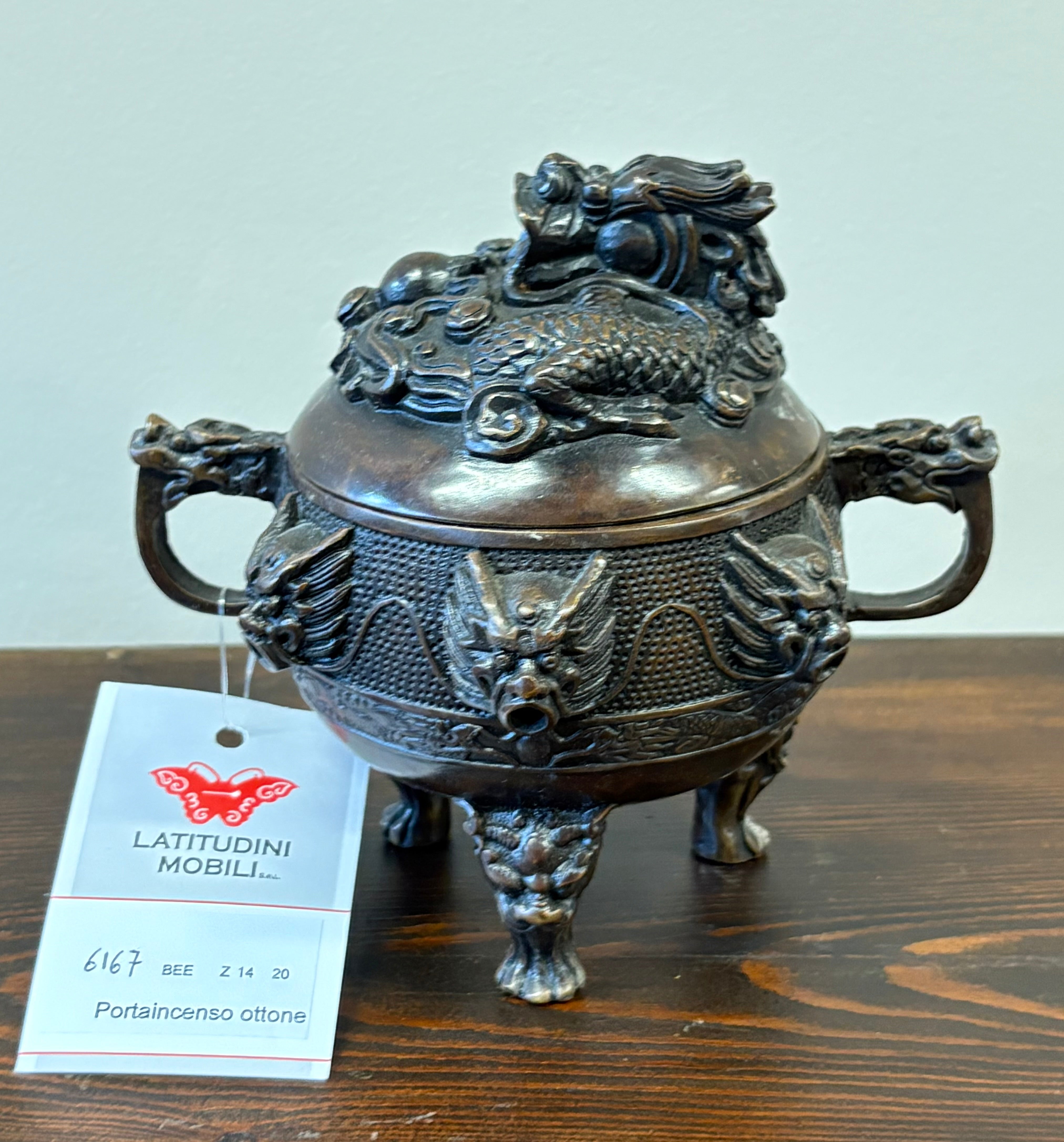 PORTAINCENSO CINESE IN OTTONE