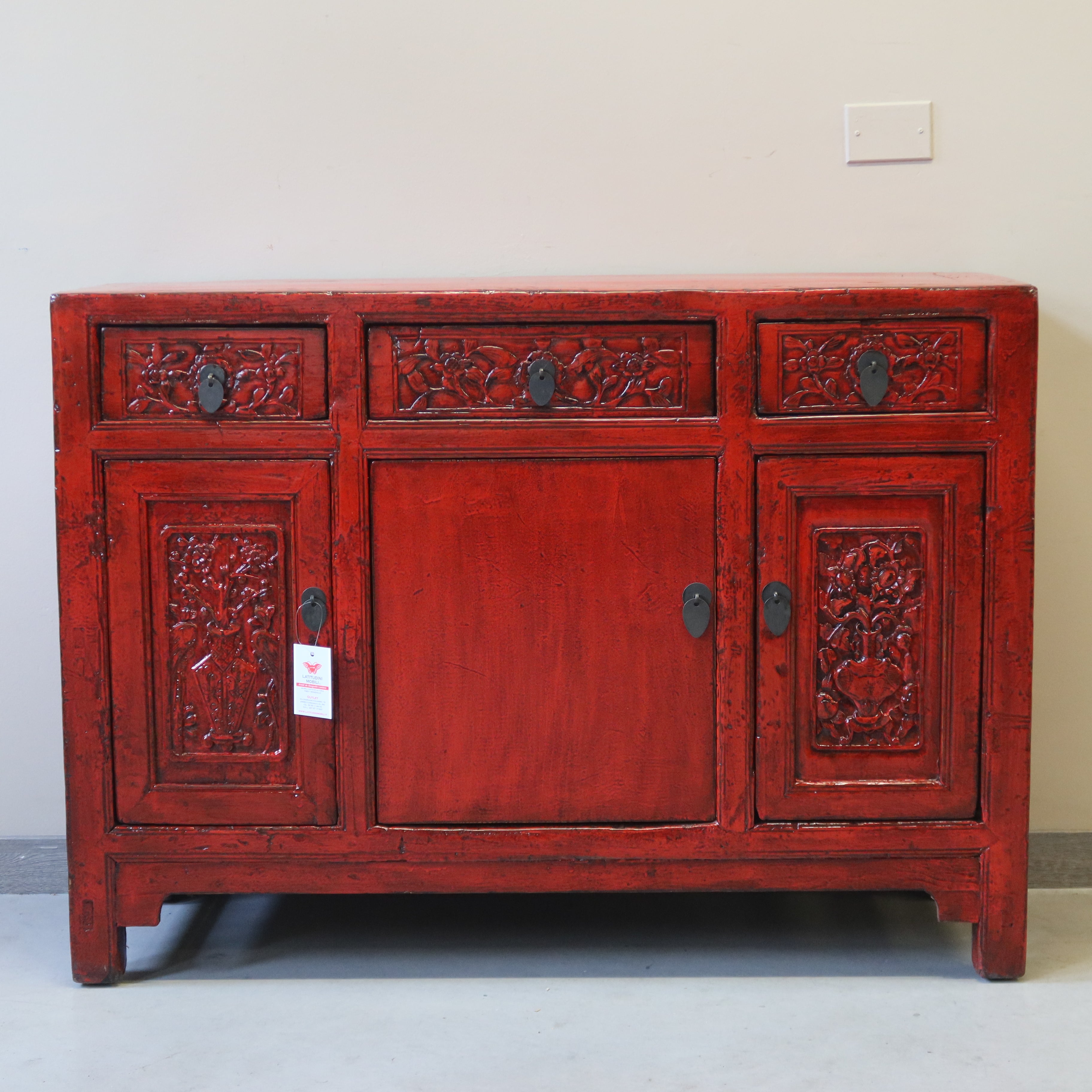 CREDENZA CINESE LACCA ROSSA