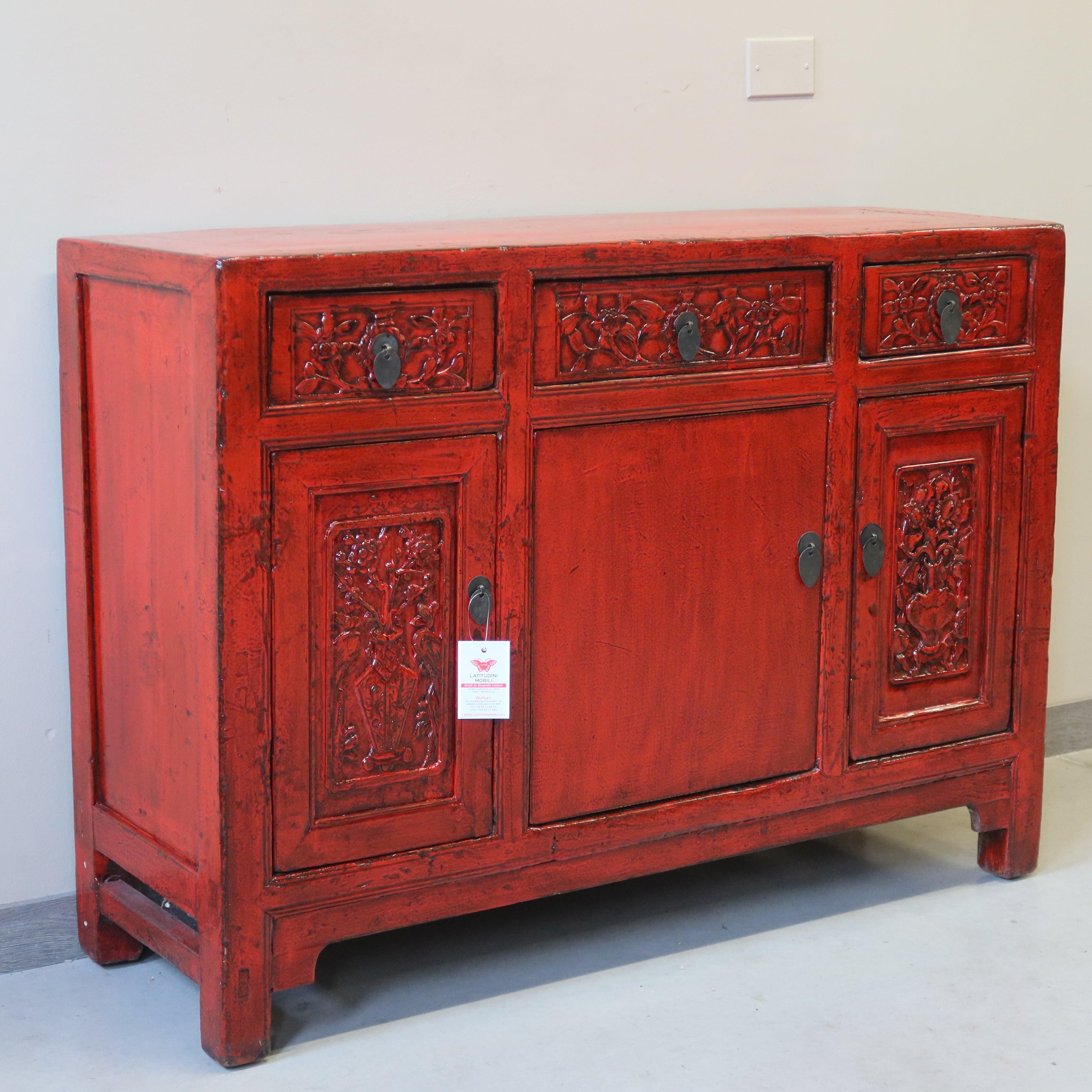CREDENZA CINESE LACCA ROSSA