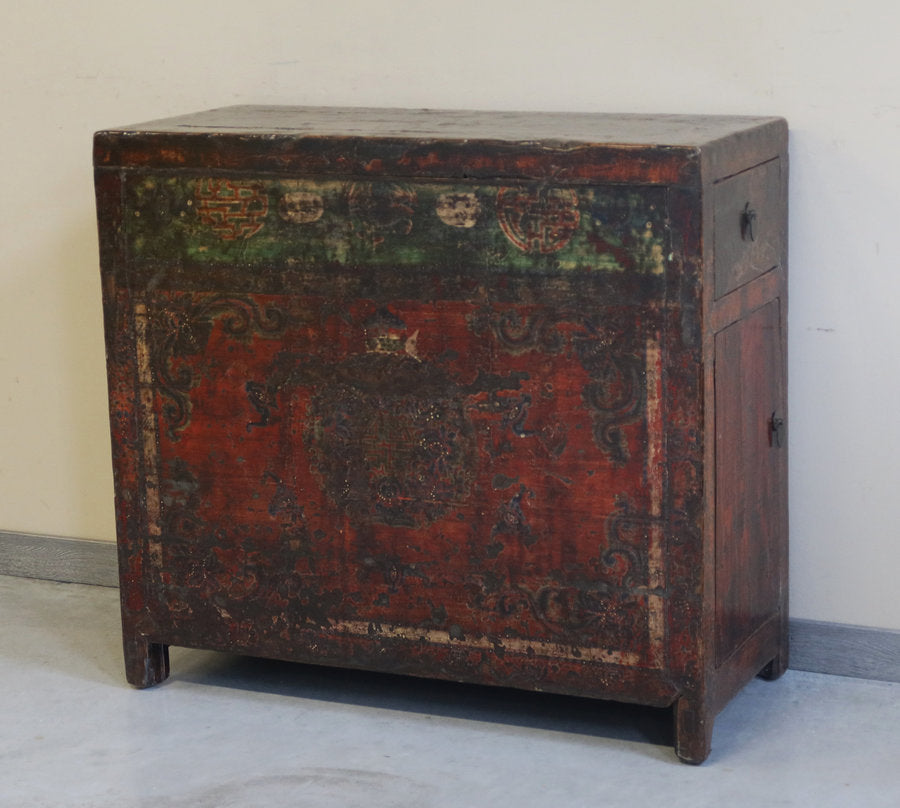 CREDENZA MONGOLIA APERTURA LATERALE FRONTE DECORATO