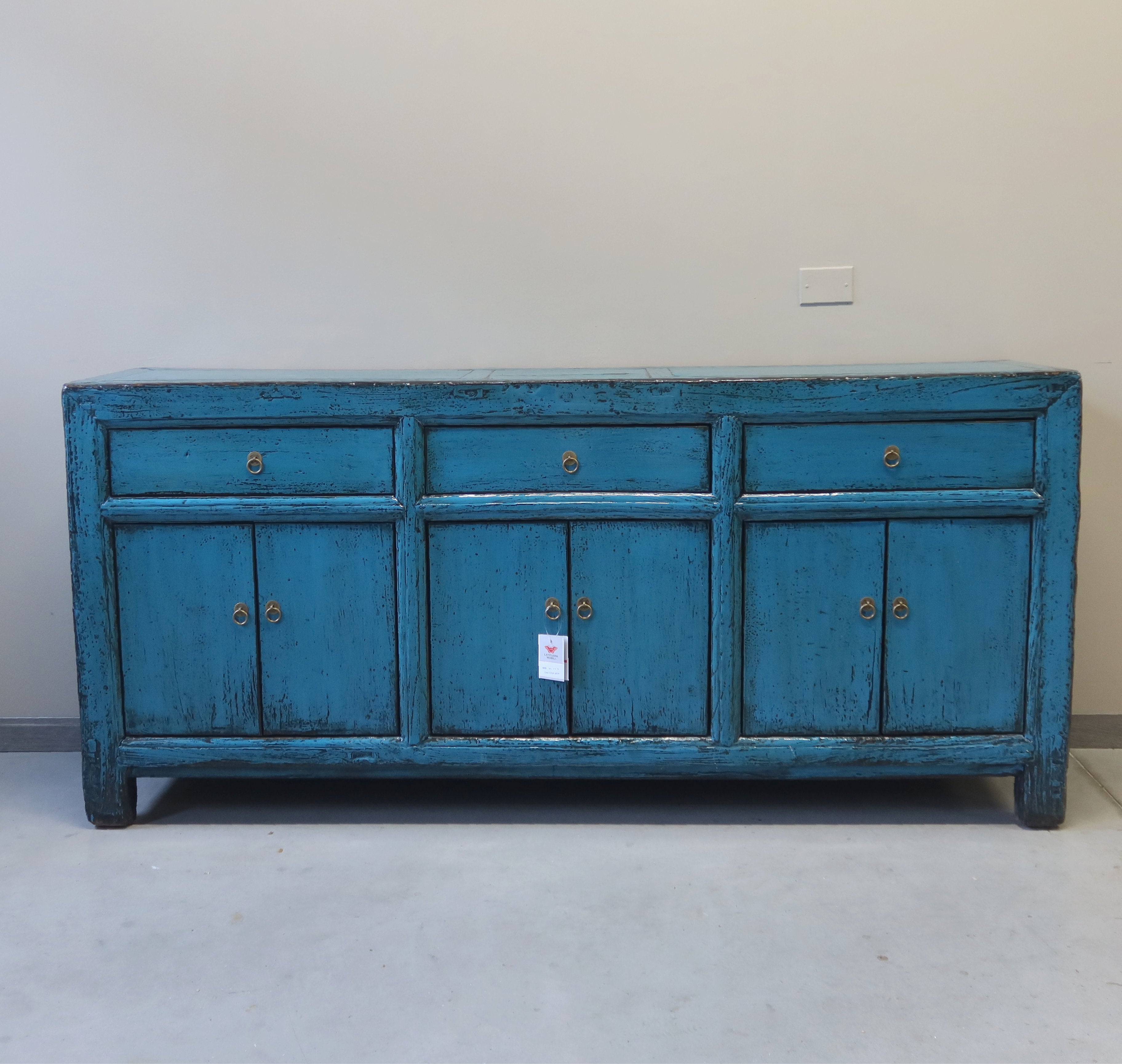 CREDENZA CINESE LACCA AZZURRA