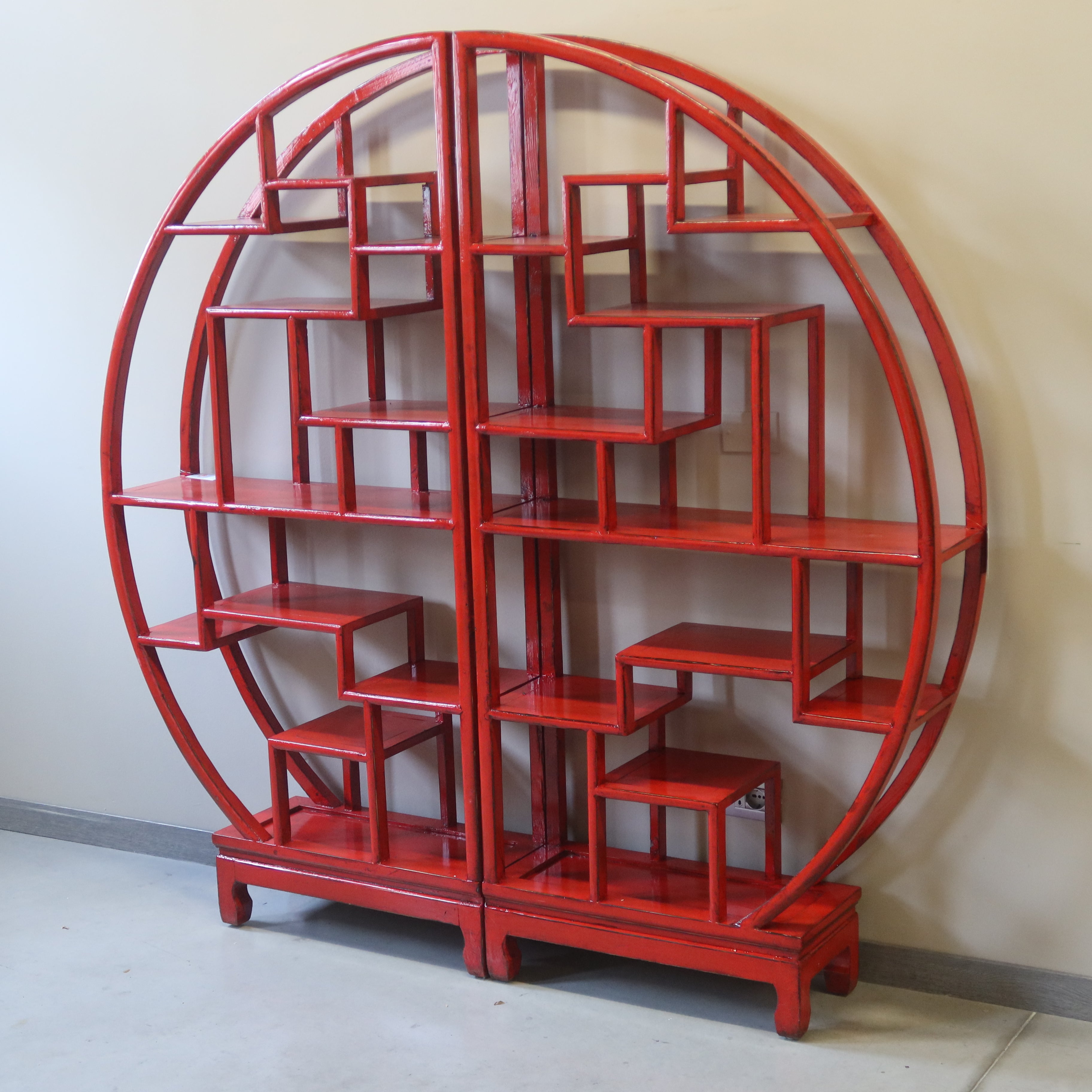 LIBRERIA CINESE TONDA LACCA ROSSA