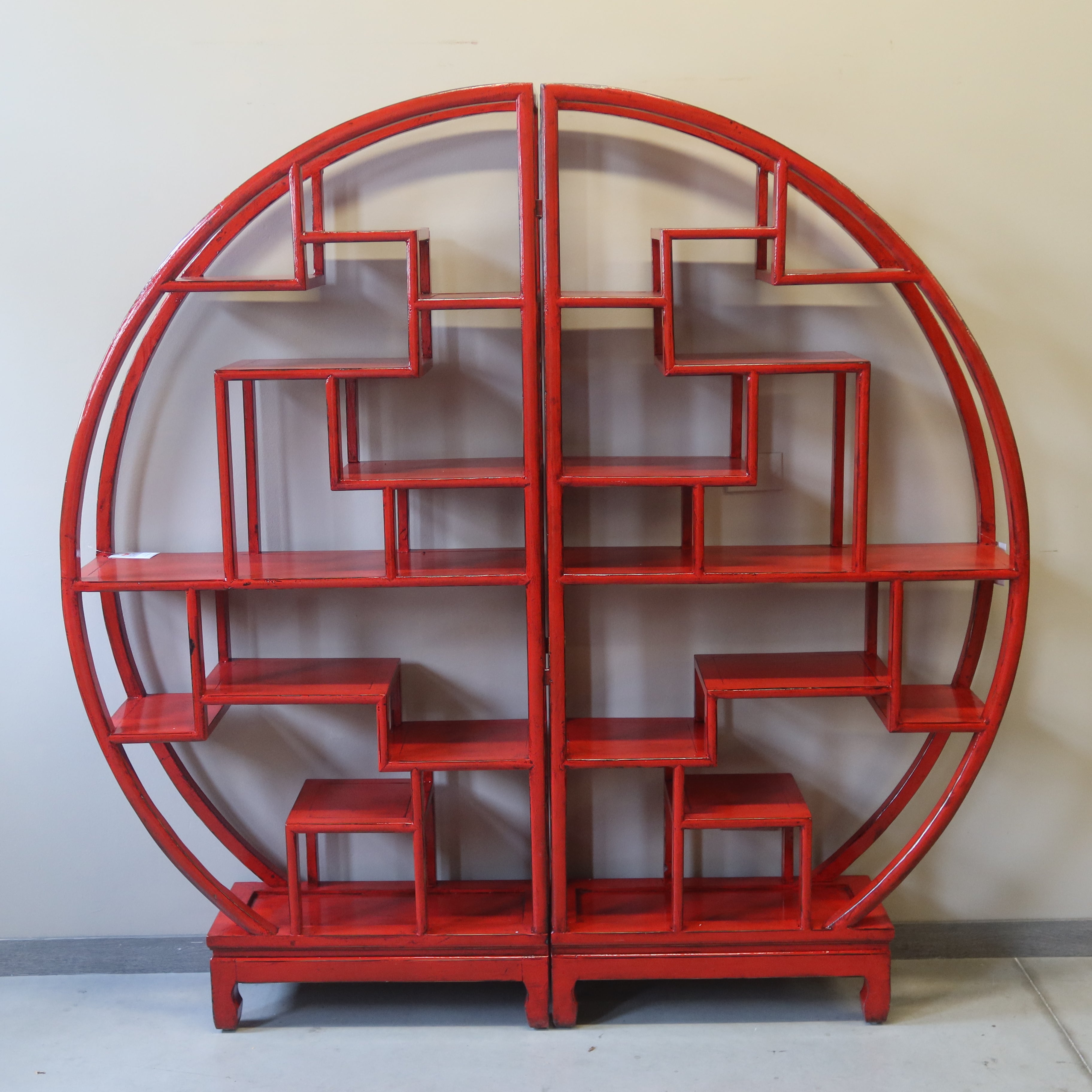 LIBRERIA CINESE TONDA LACCA ROSSA