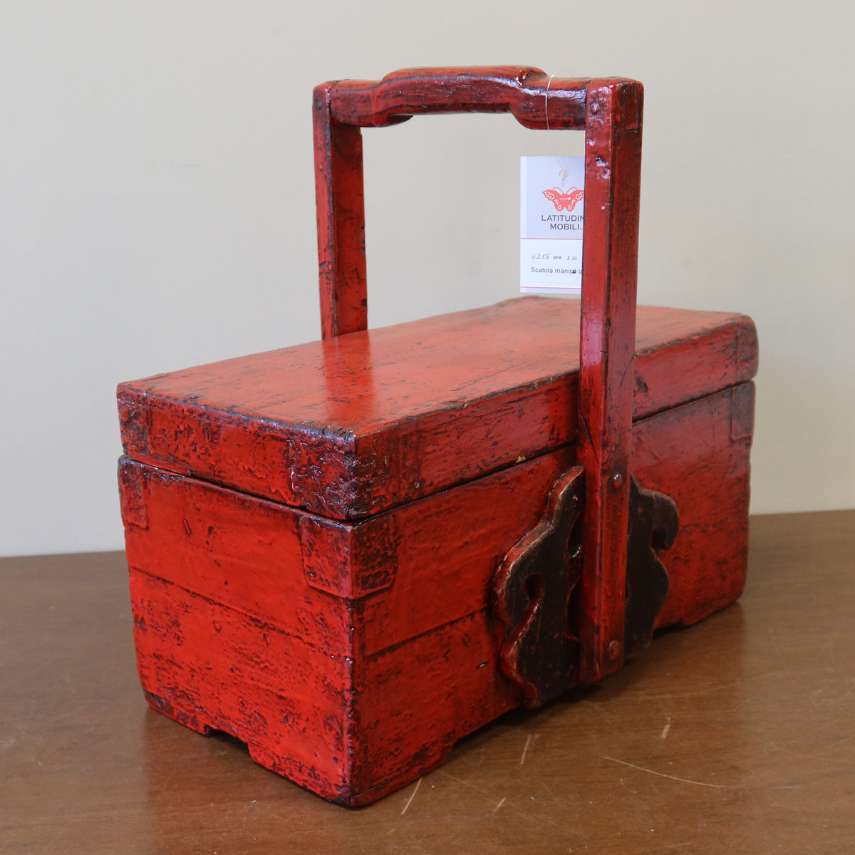 CONTENITORE LACCA ROSSA CON MANICO