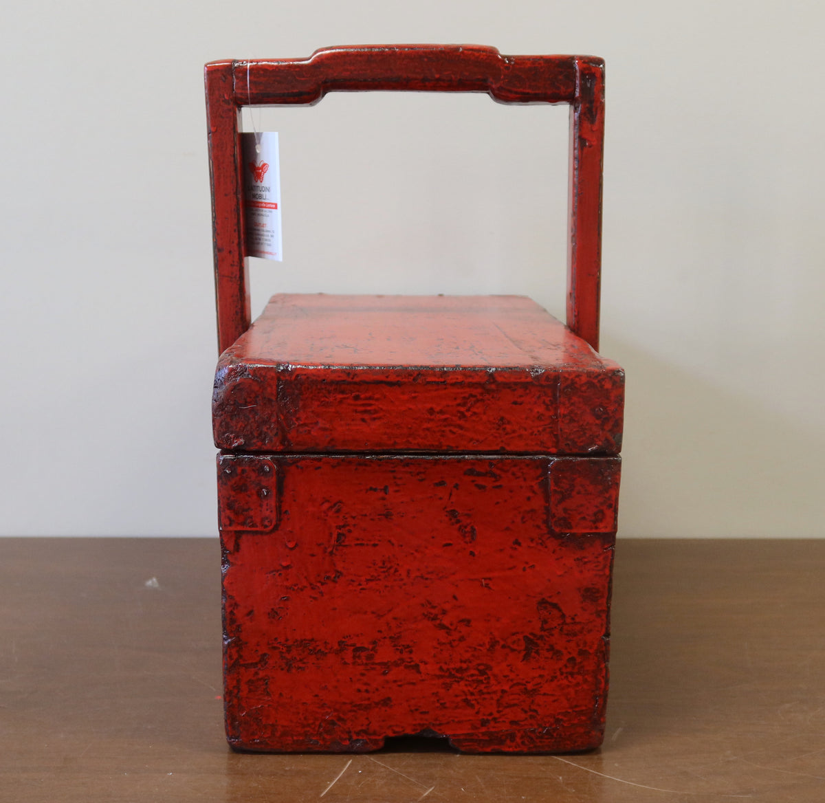 CONTENITORE LACCA ROSSA CON MANICO