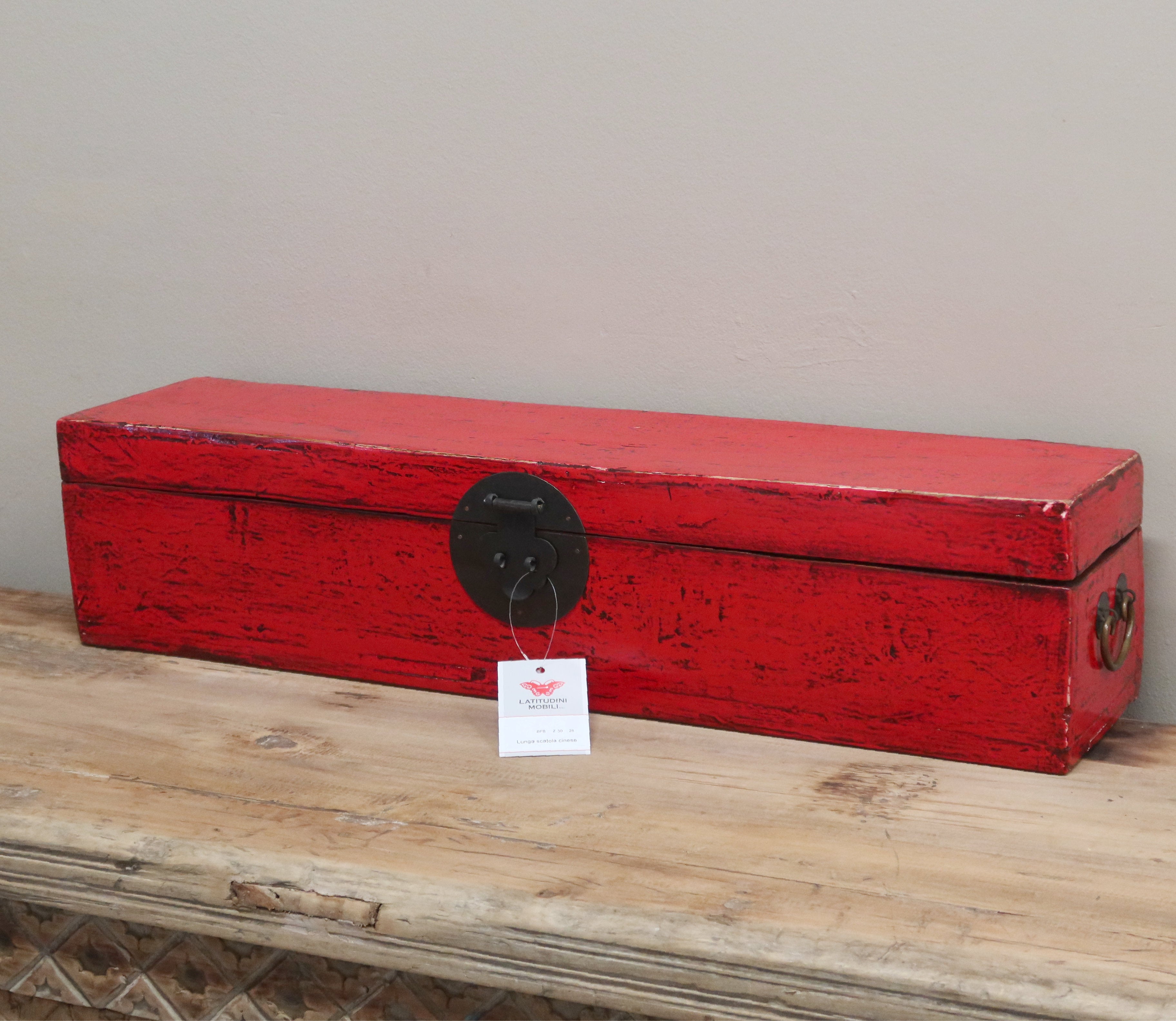 LUNGA STRETTA SCATOLA LACCA ROSSA