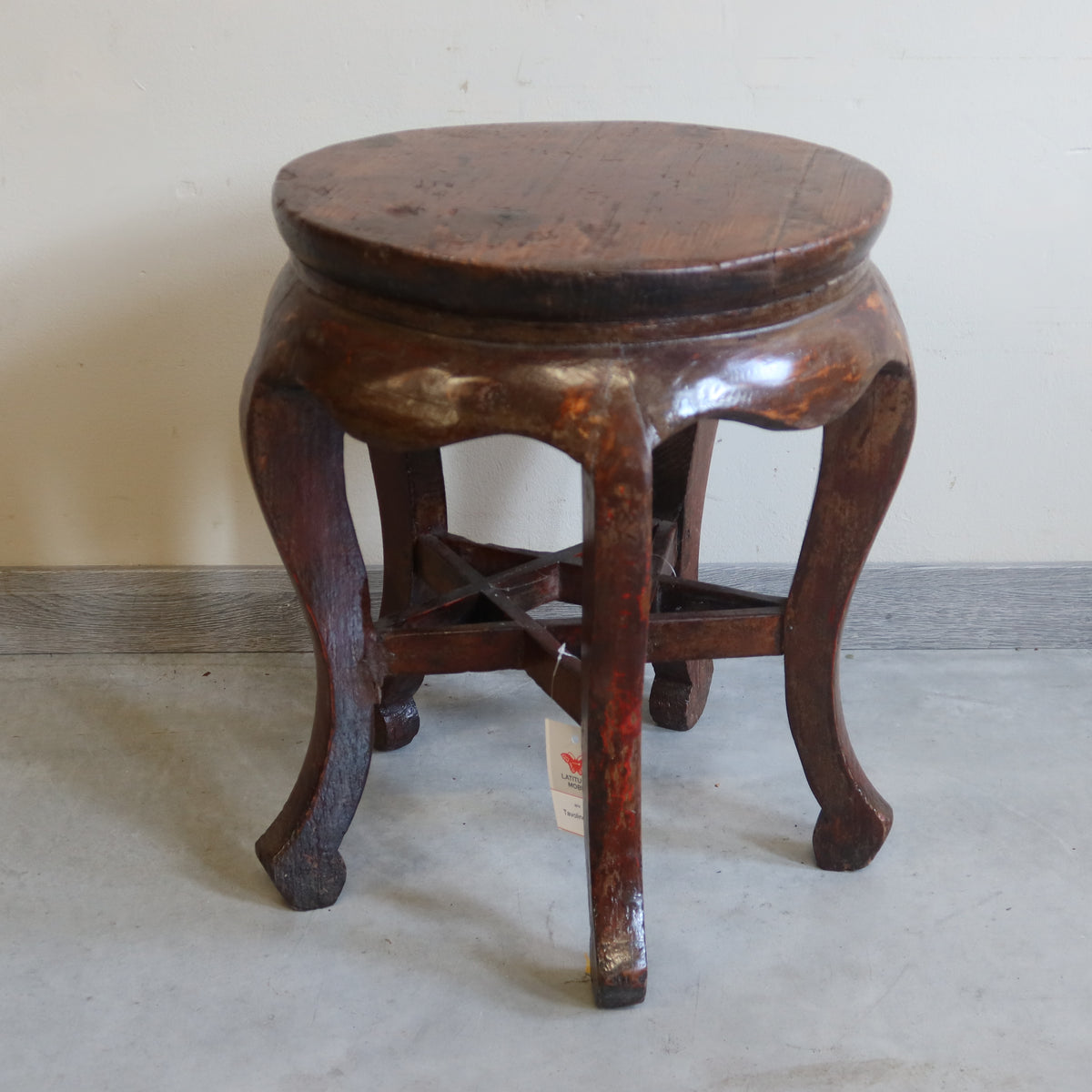 TAVOLINO TONDO OLMO CINESE GAMBE ARCUATE