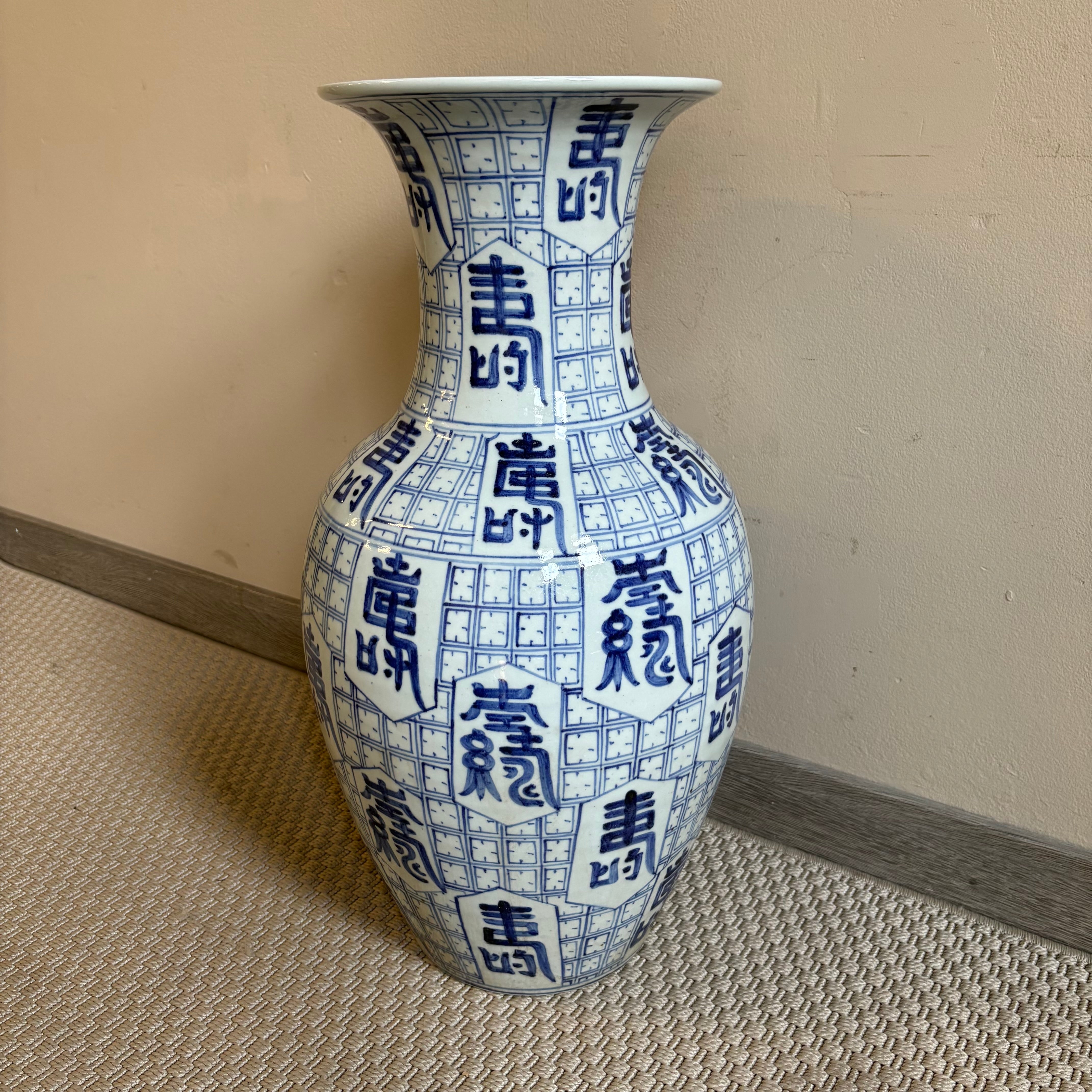 VASO CINESE AD ANFORA CERAMICA DECORATA