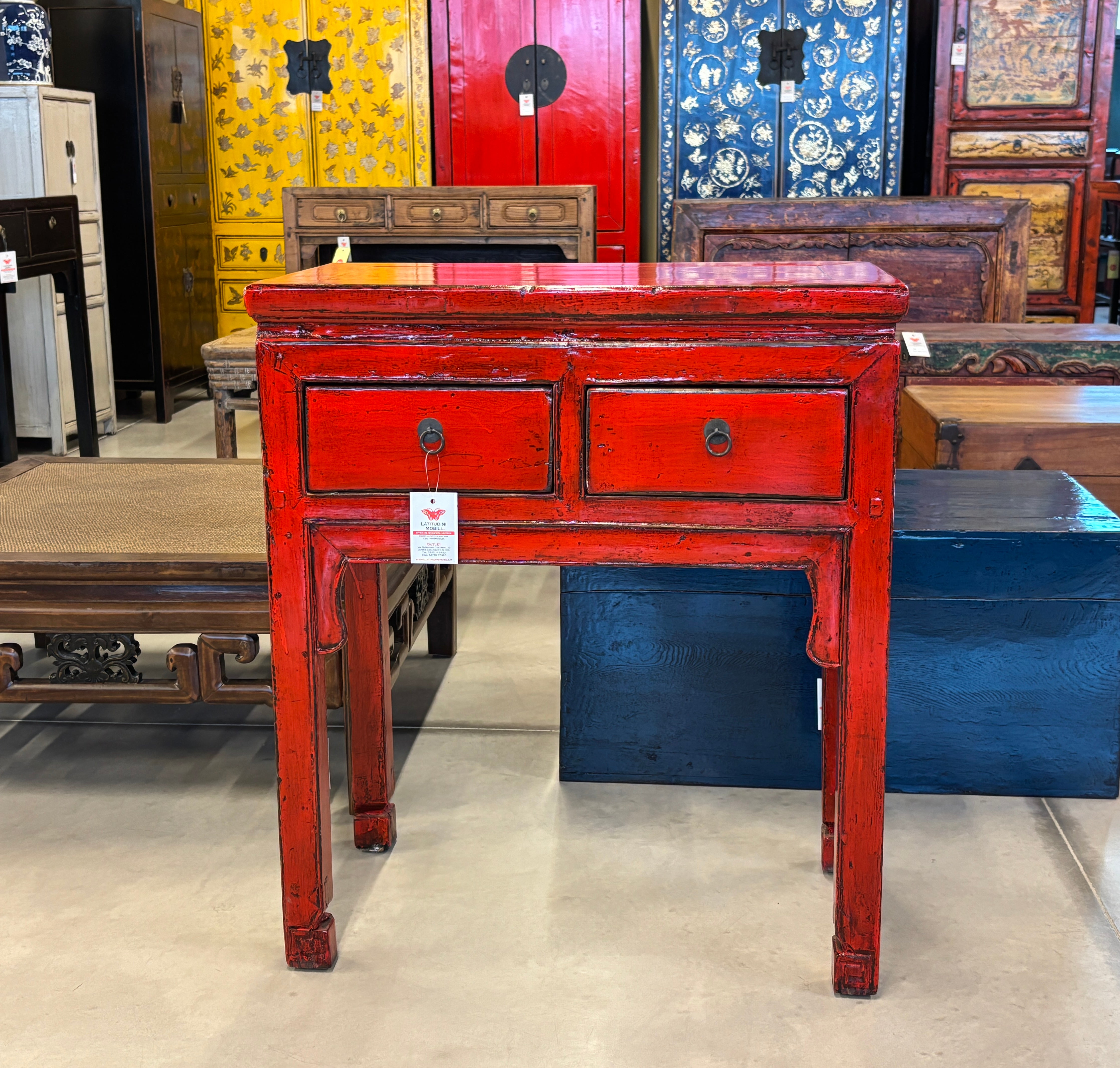 TAVOLO CONSOLLE CINESE LACCA ROSSA