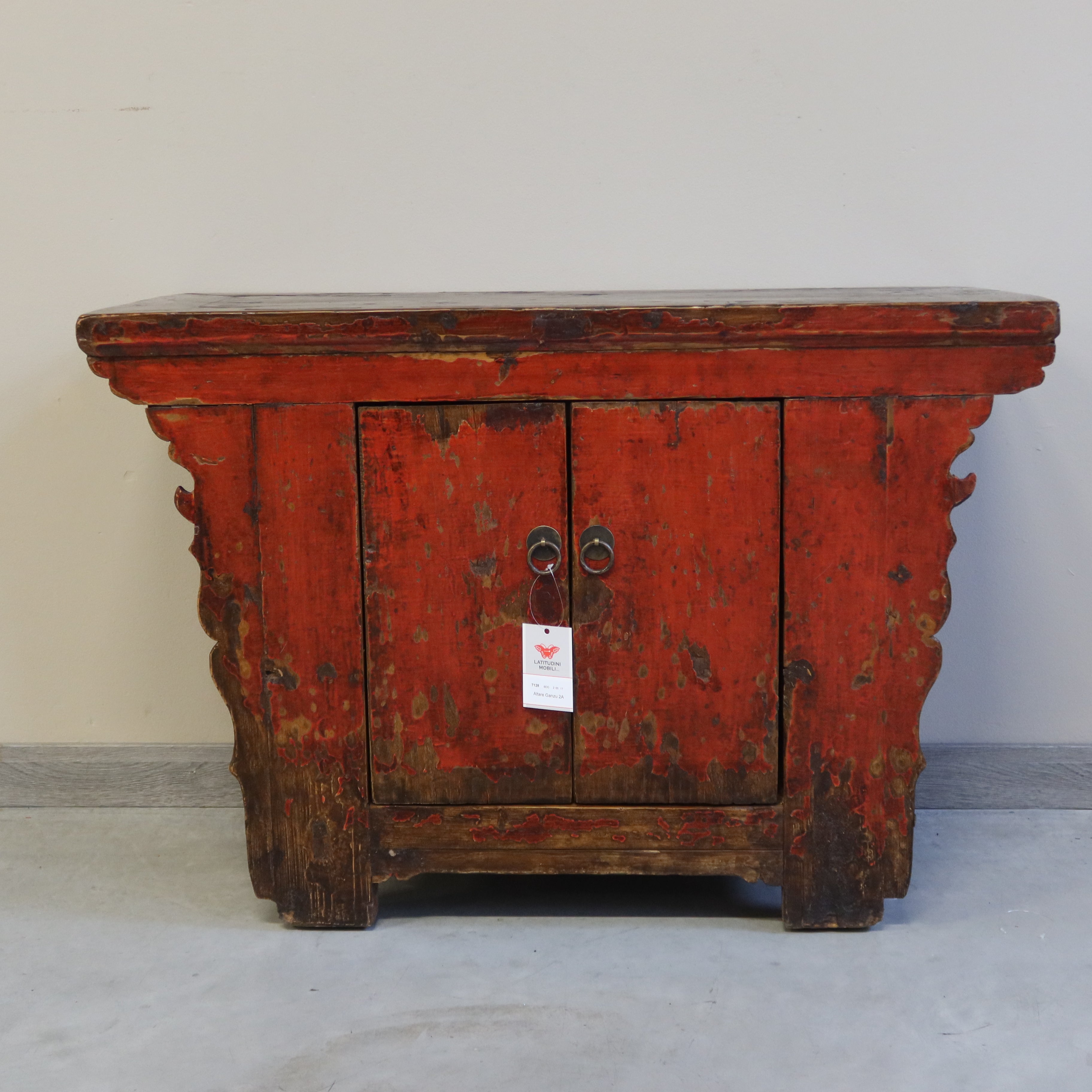 CREDENZINO AD ALTARE CINESE LACCA ROSSA